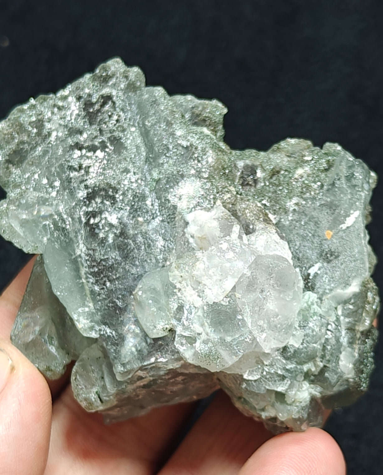 Light Purple Apatite with Green Inclusions of Byss-olite 162 grams