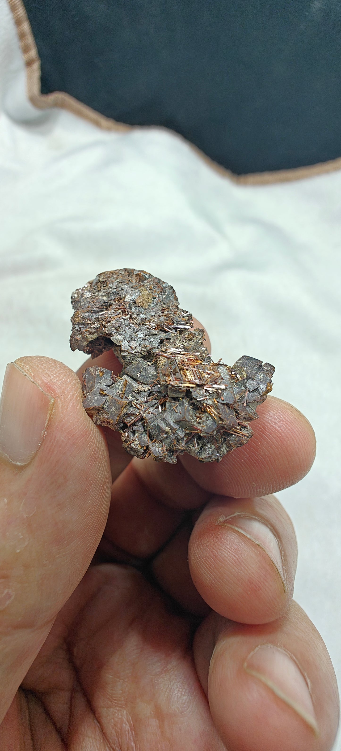 Natural siderite cluster with rutiles small size 11 grams