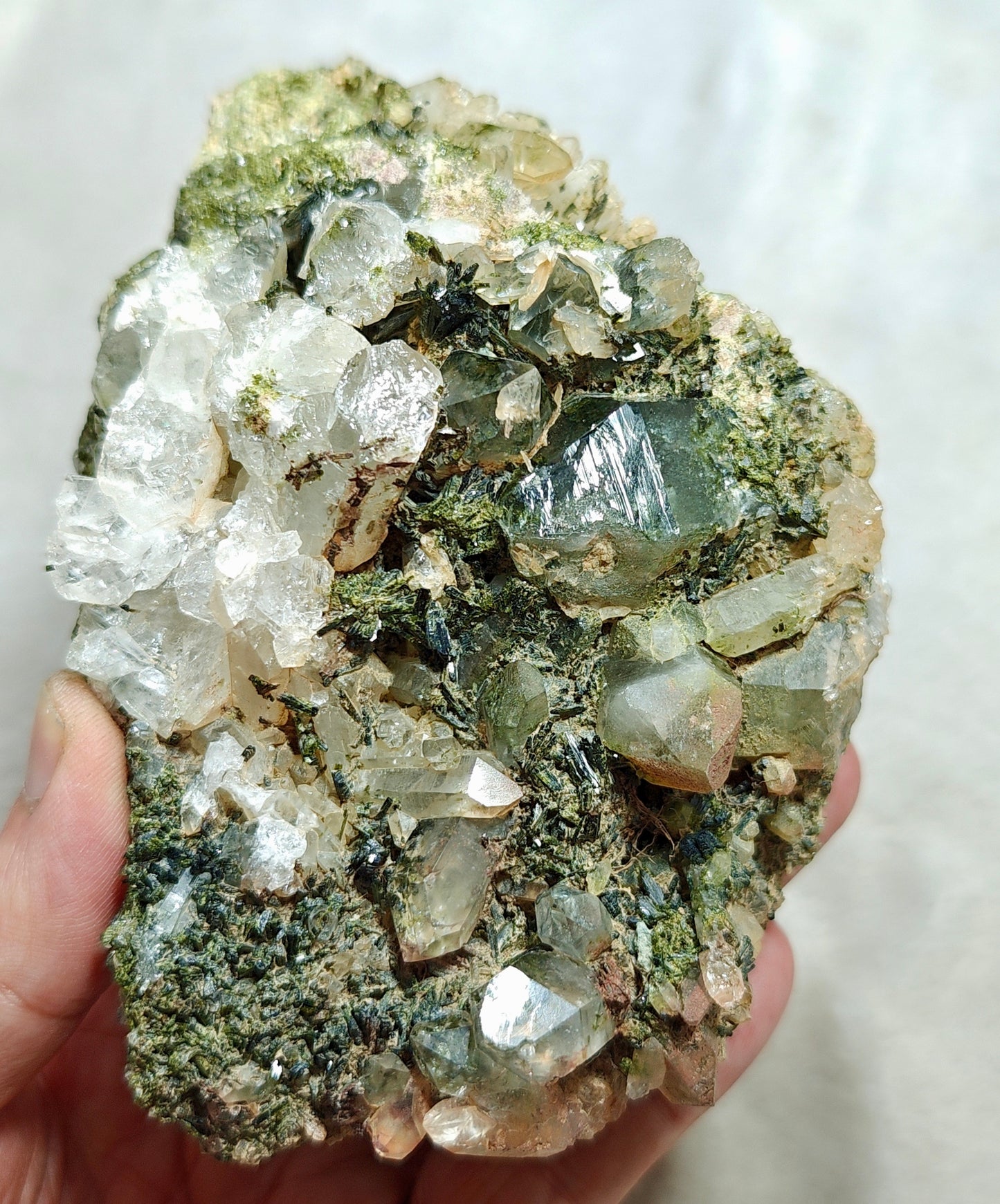 Natural Quartz and Epidote cluster 800 grams