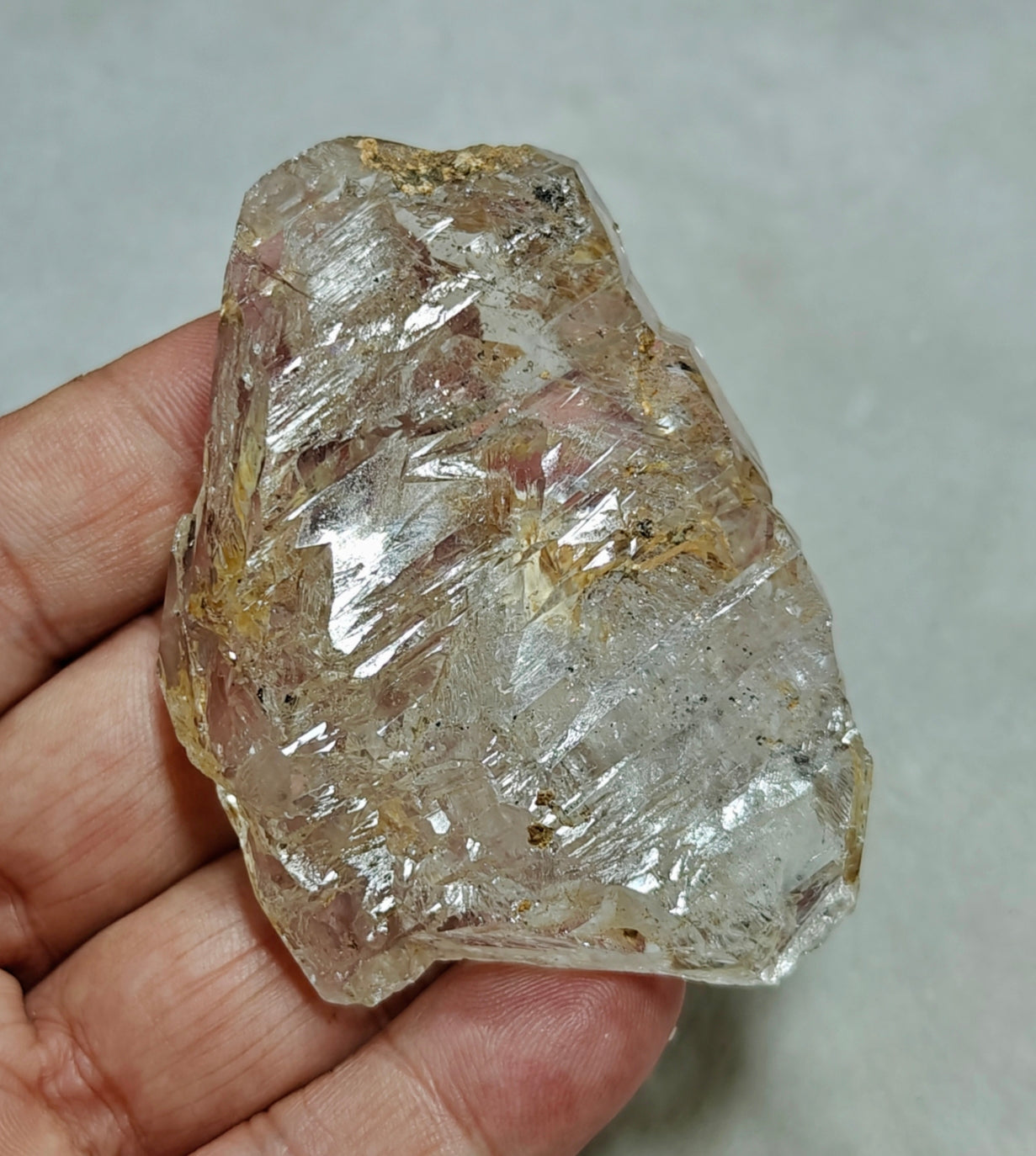 Beautiful double terminated Fenster Skeletal Quartz crystal with clay filling 94 grams