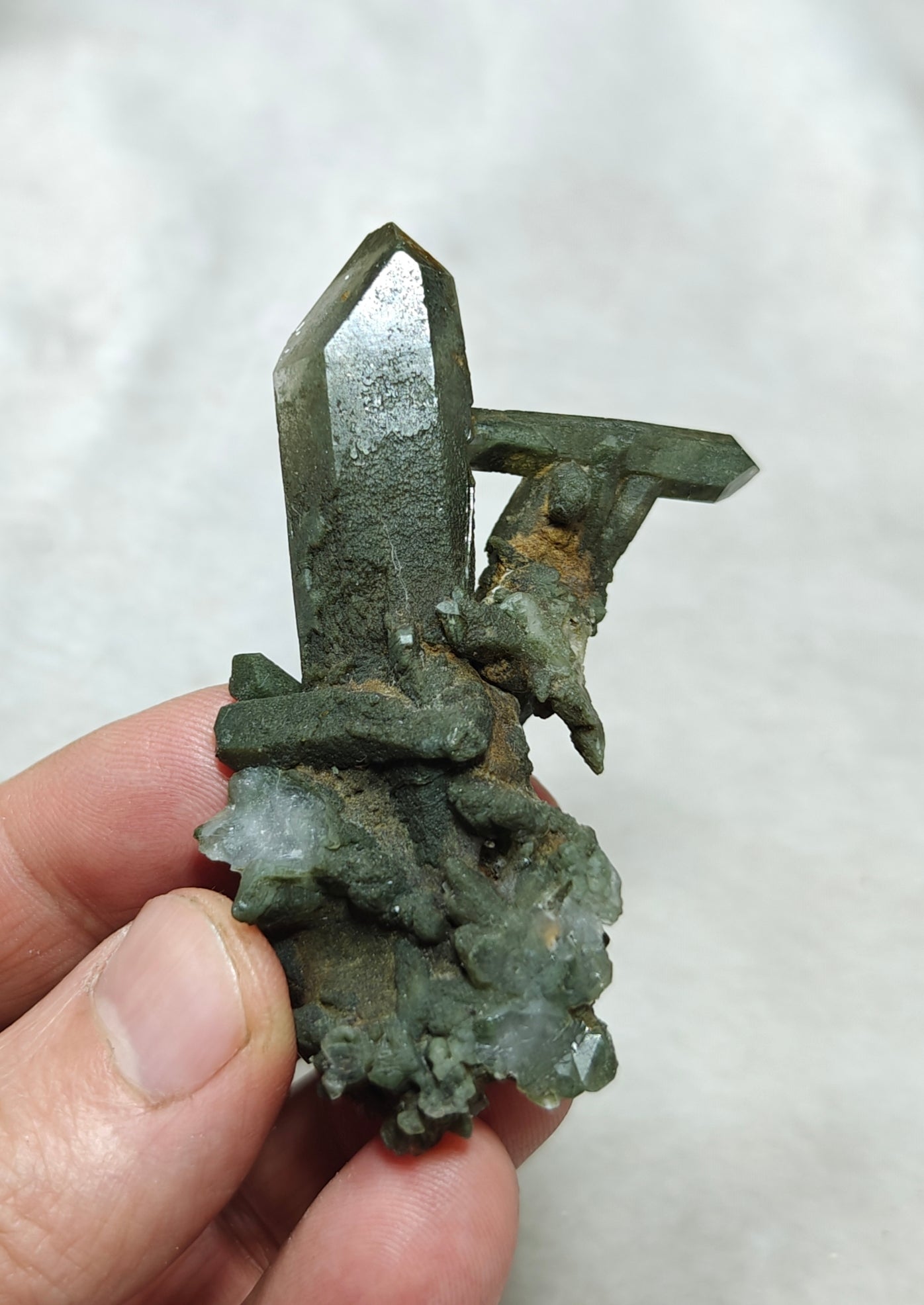 Natural Chlorite Quartz cluster 42 grams