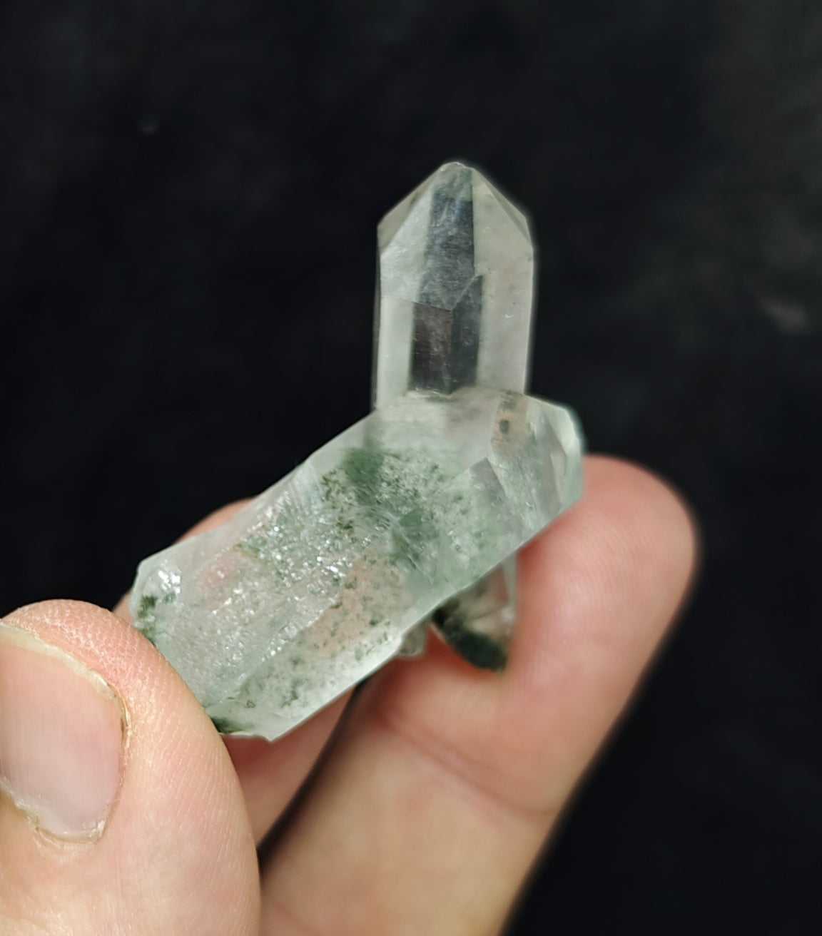 Natural chlorite quartz crystal cross formation 19 grams