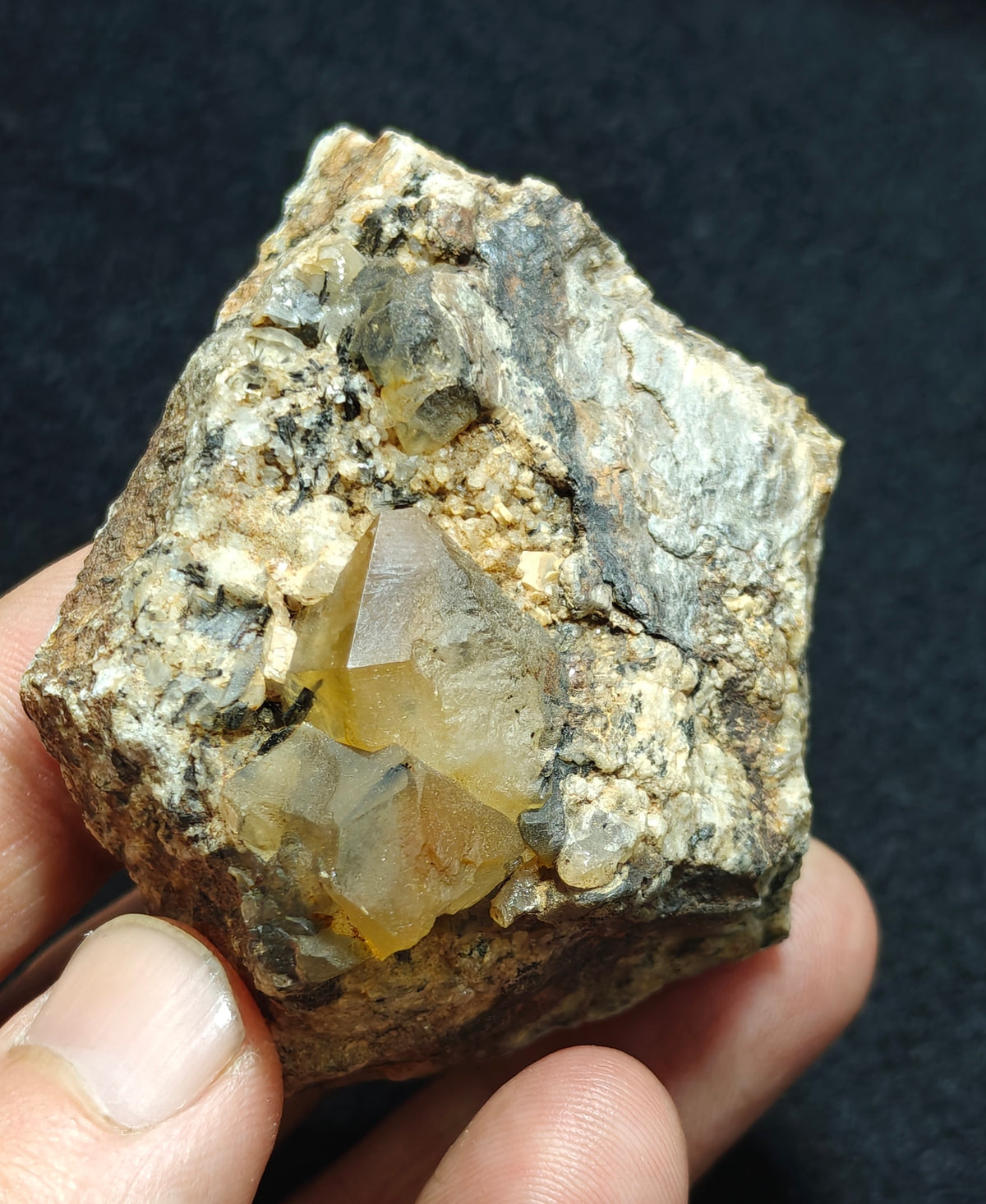 Astrophyllite Quartz Crystals cluster with aegirine  144 grams
