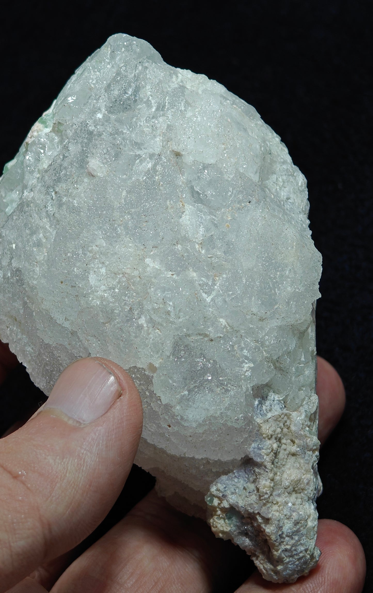 Natural etched pollucite with green tourmalines 260 grams