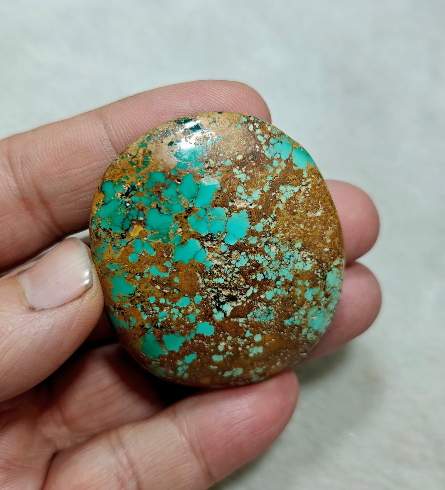 An amazing middle eastern natural turquoise Cabochon in matrix 44 grams