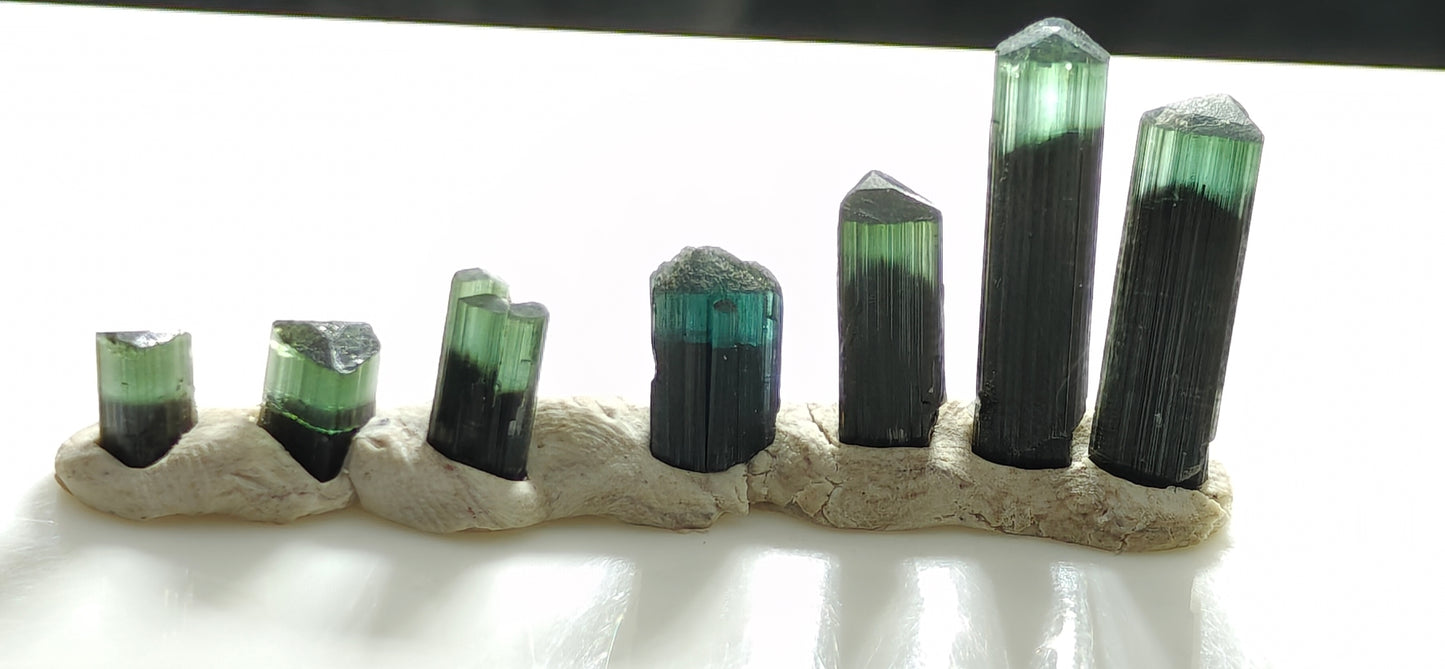 Natural green cap indicolite cap tourmaline crystals 51 carats