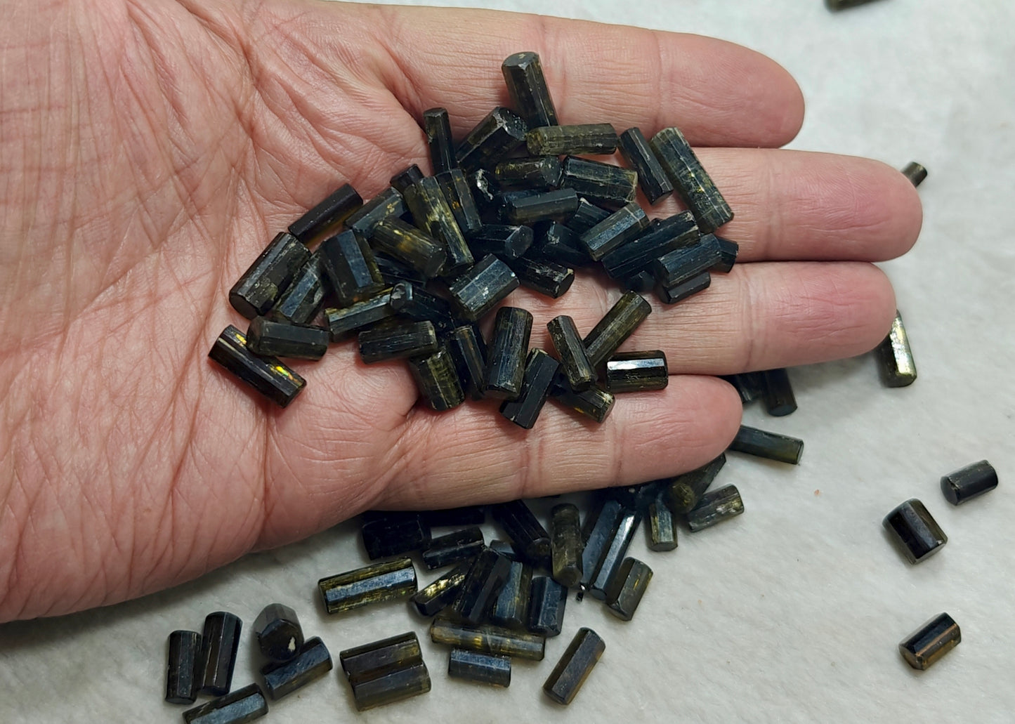 An amazing lot of aesthetic epidote crystals polished surfaces 86 grams