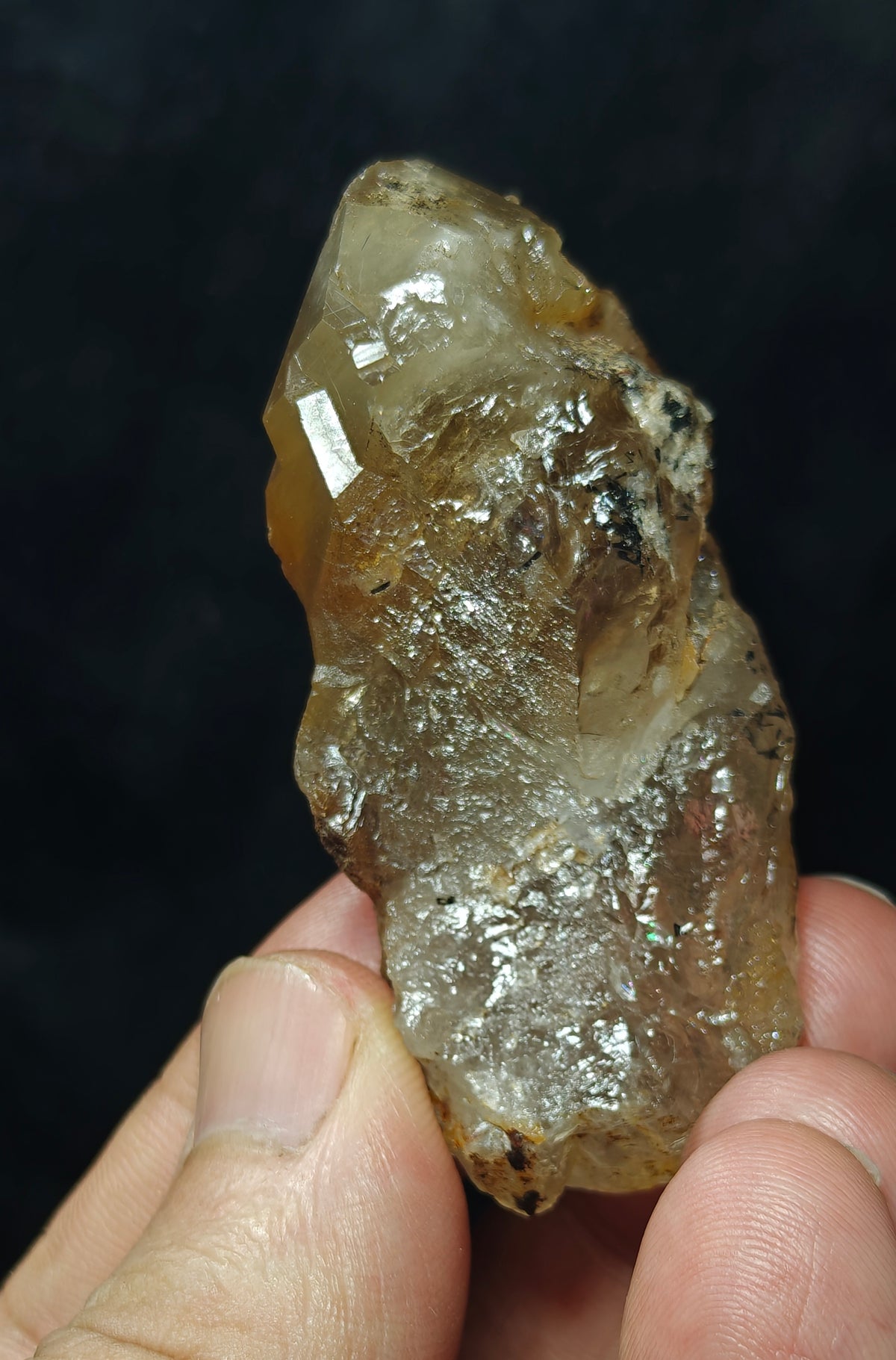 Astrophyllite included terminated Quartz Crystal 58 grams