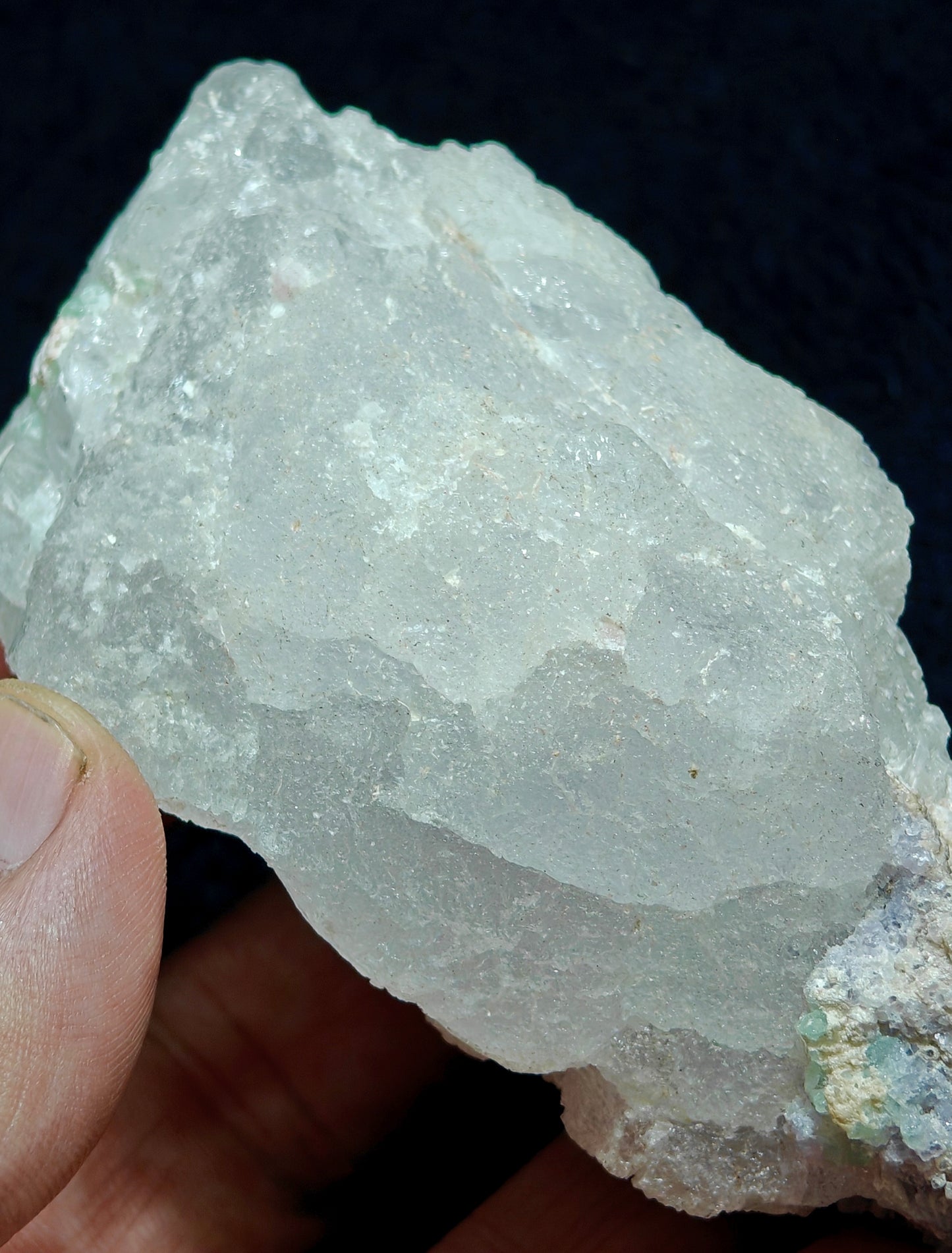 Natural etched pollucite with green tourmalines 260 grams