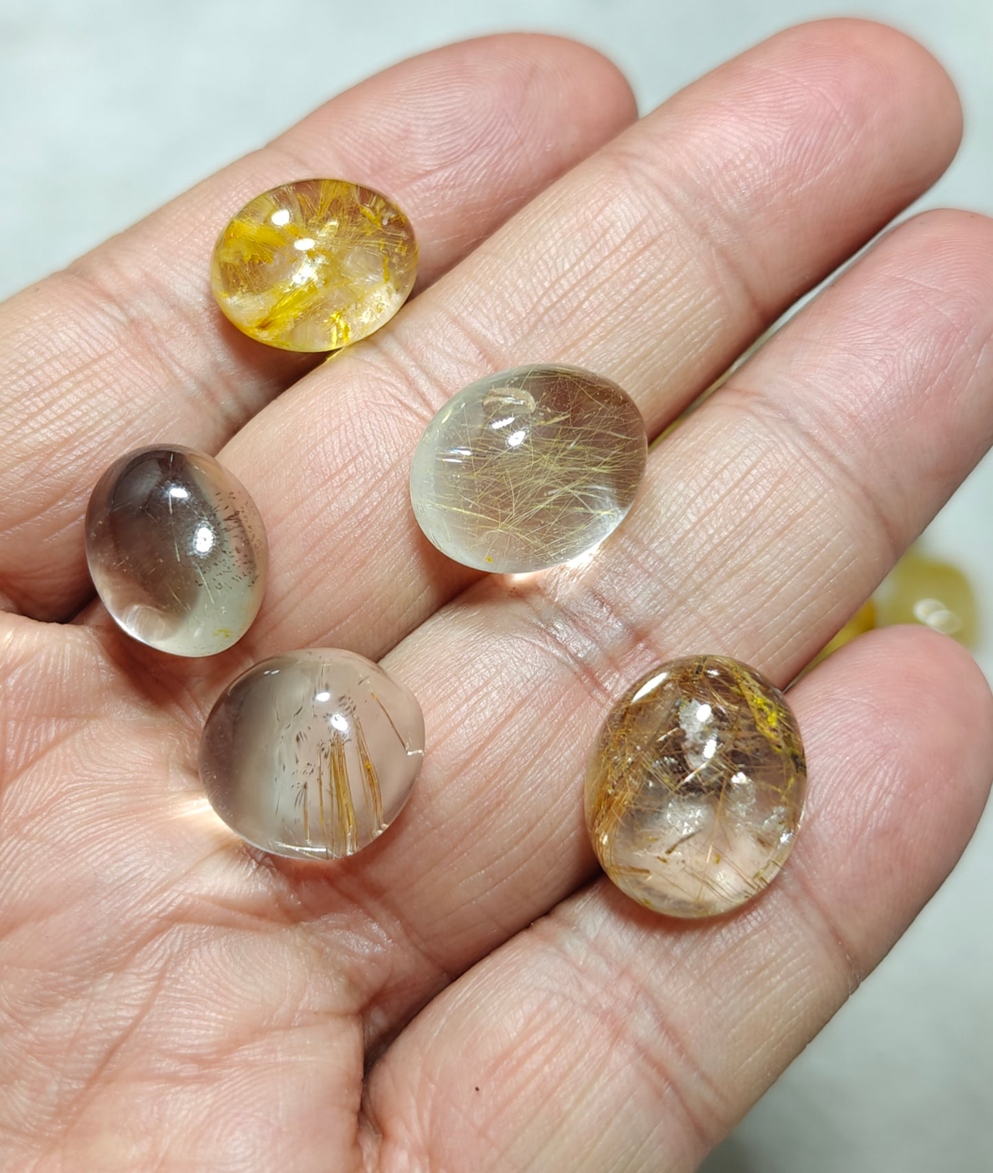 Rutilated Brazilian included polished quartz Cabochon 200 grams