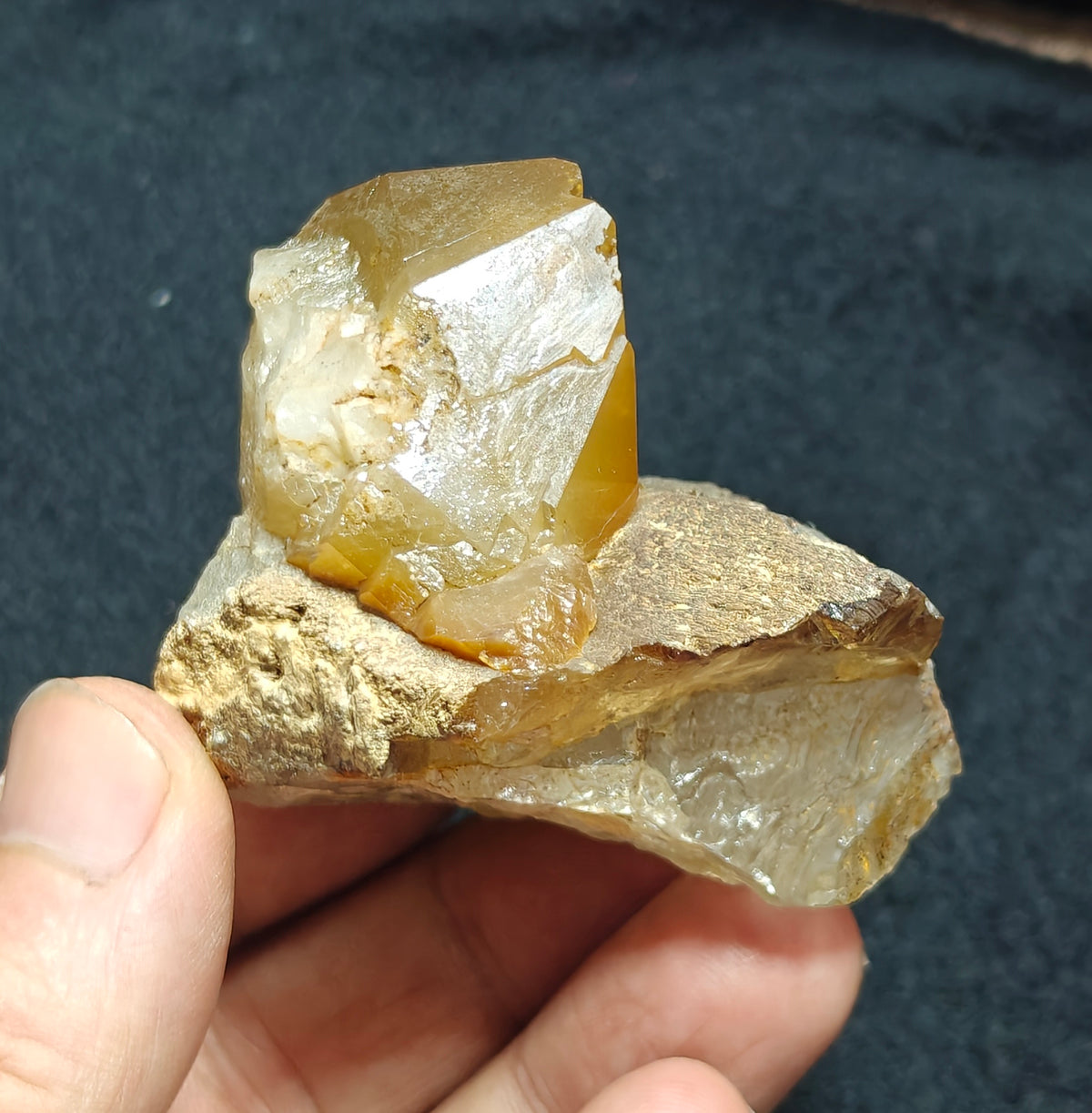 Astrophyllite included terminated Quartz Crystal on matrix 144 grams