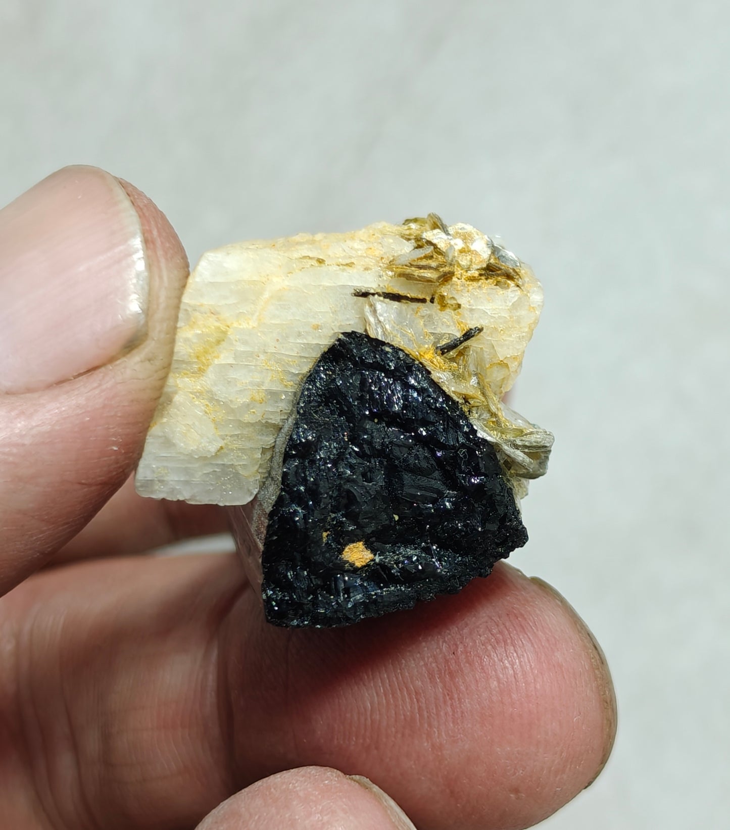 Natural Tourmaline crystal with Albite and Muscovite 38 grams