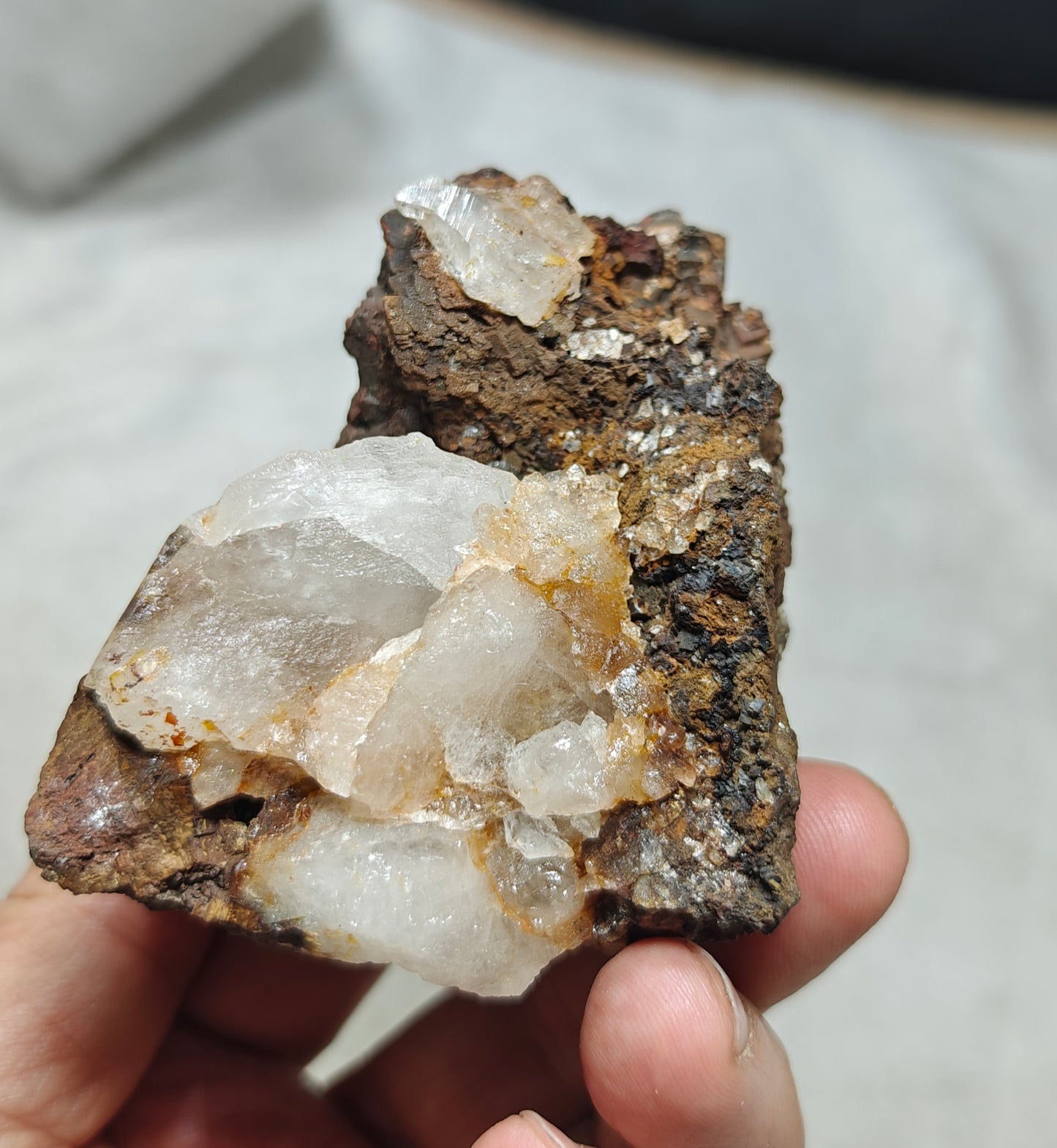 Natural siderite specimen on matrix with quartz 234 grams