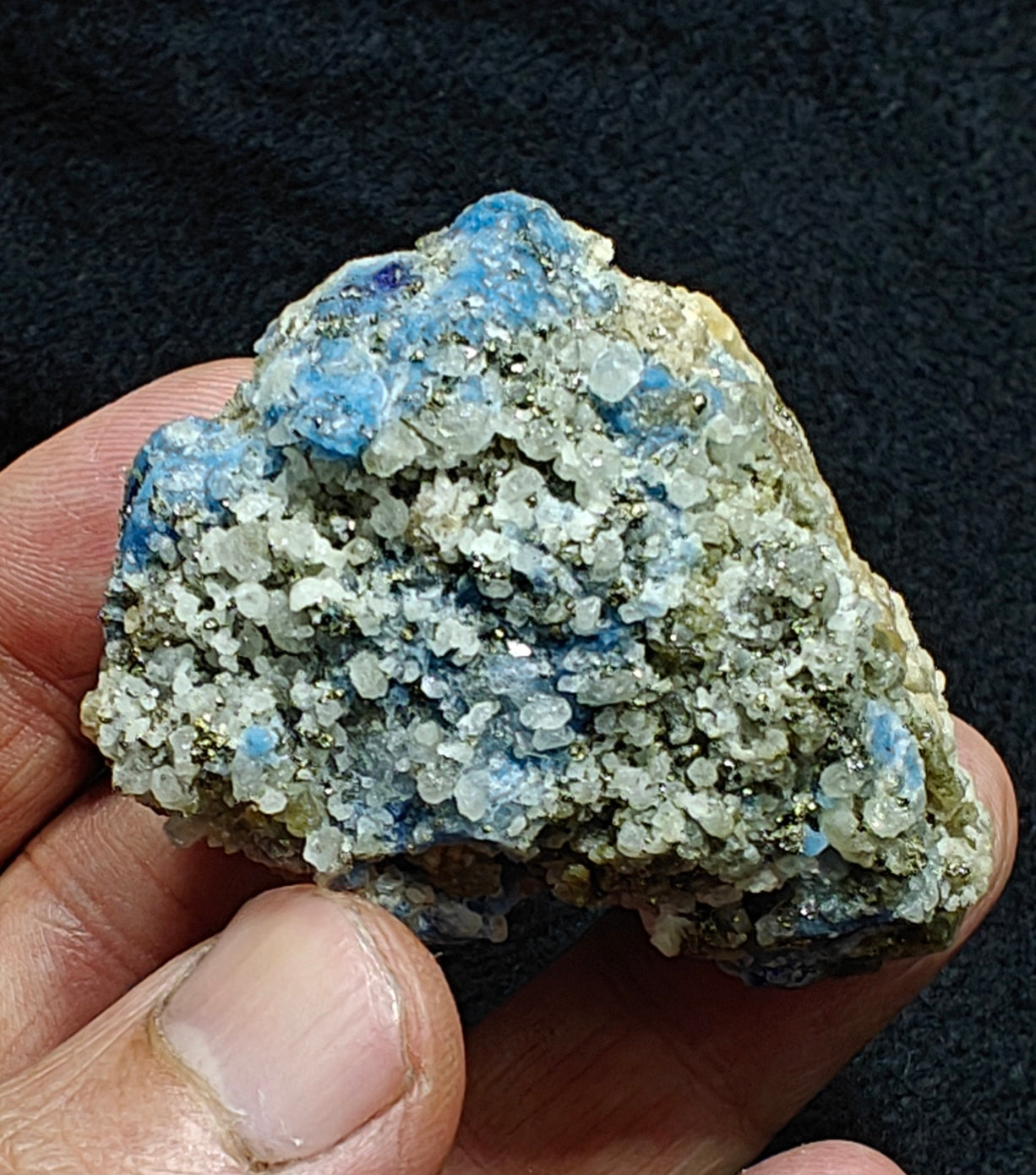 Afghanite Fluorescent in matrix with some pyrite calcite 88 grams