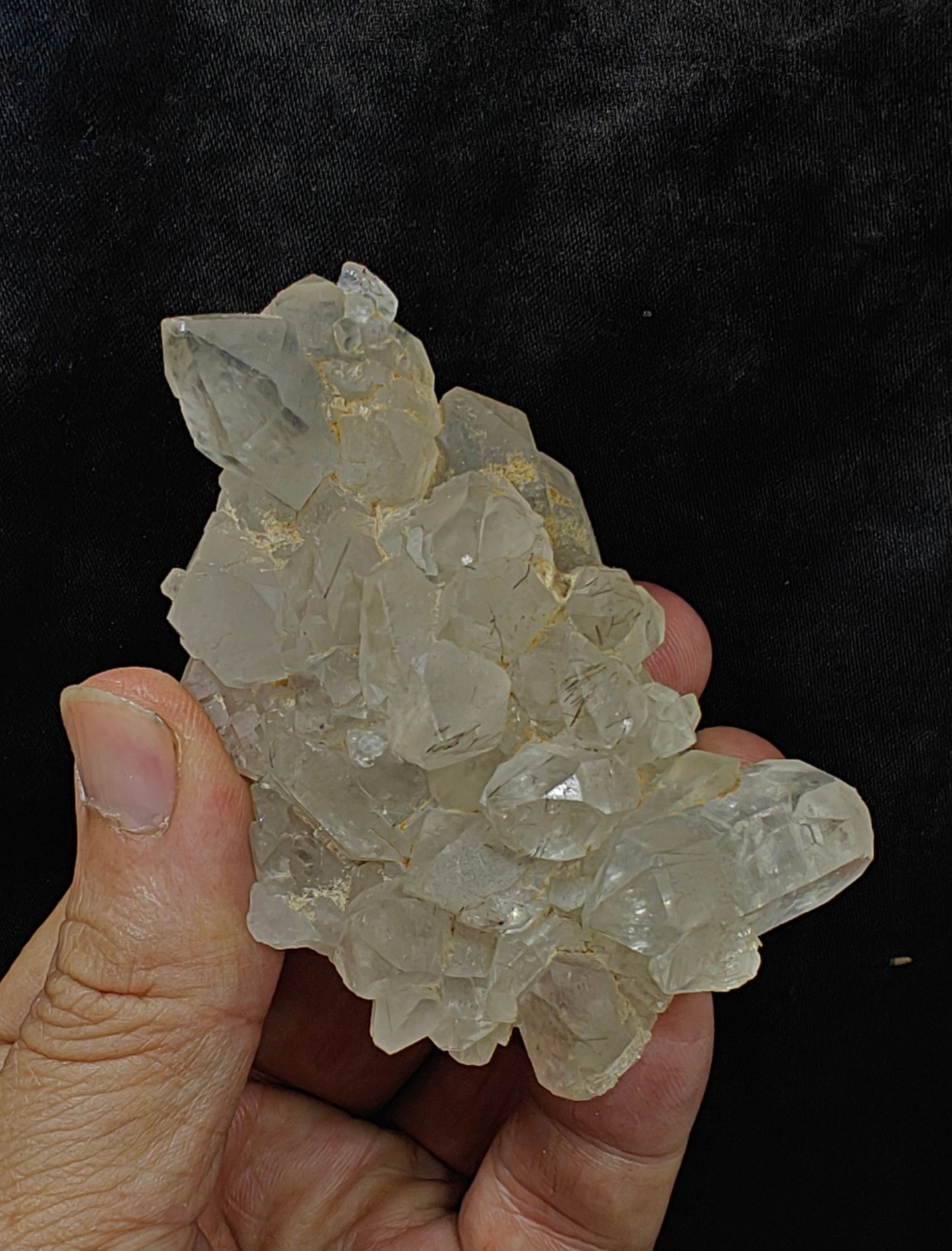Natural Quartz Cluster with tiny rutiles inclusions 129 grams