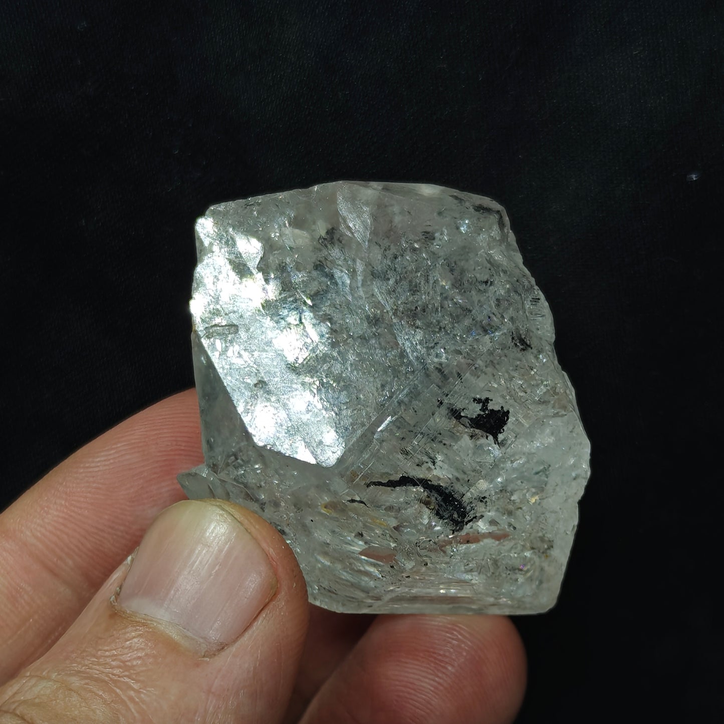 double terminated diamond like quartz crystal with carbon inclusions 57 grams