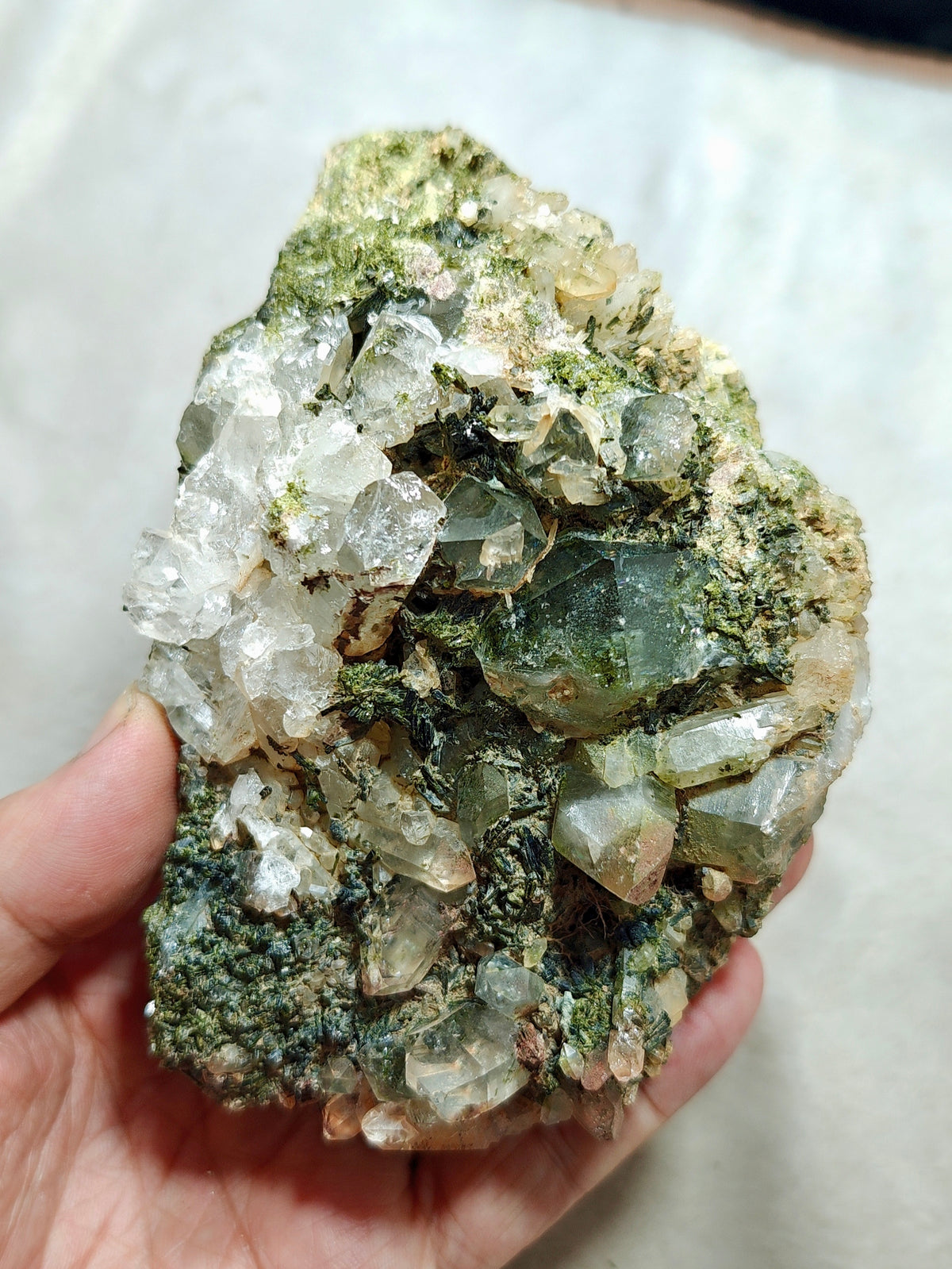 Natural Quartz and Epidote cluster 800 grams