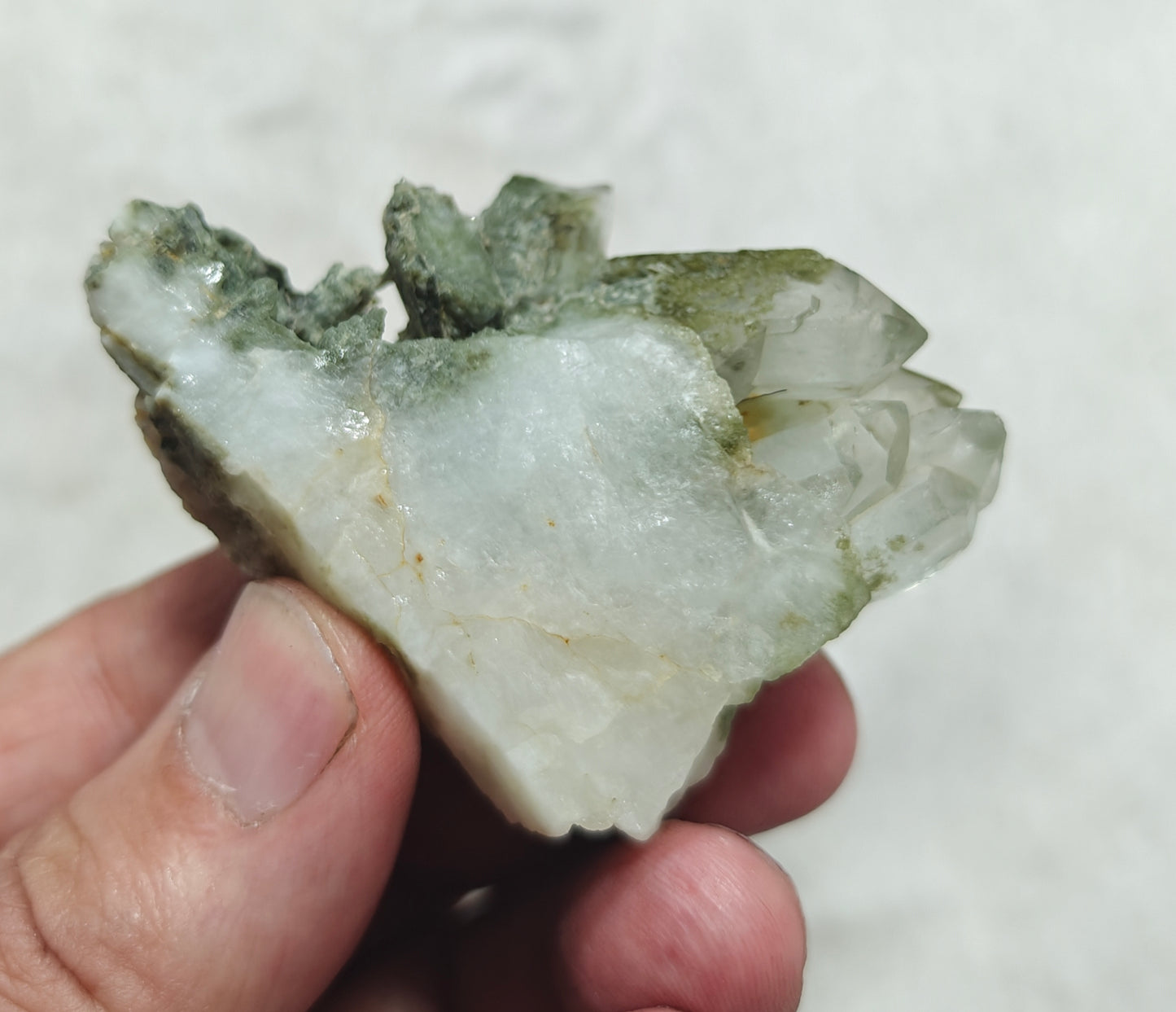 An Aesthetic small Natural crystals cluster of beautifully terminated Chlorite Quartz 65 grams