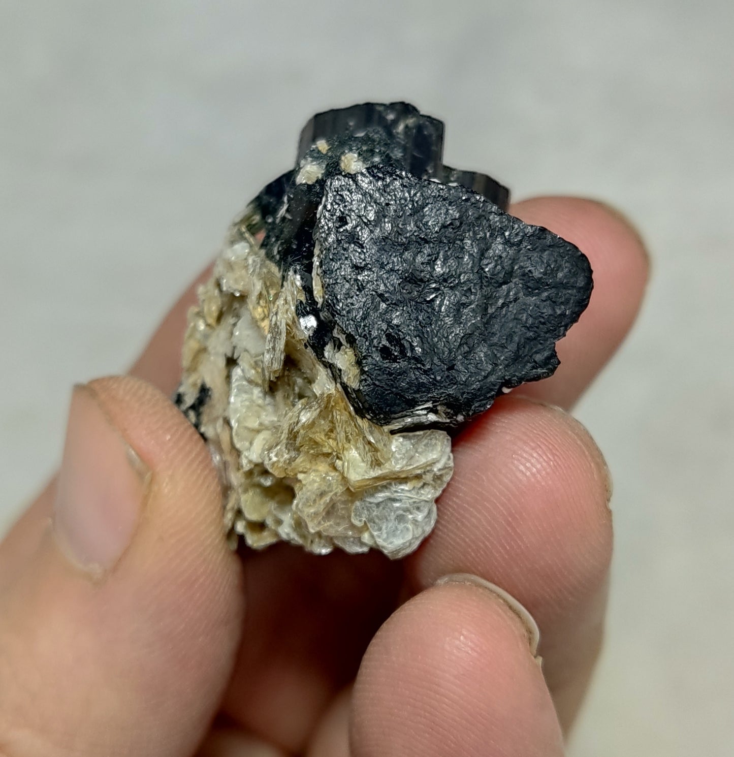 Natural Black Tourmaline Specimen with Muscovite 39 grams