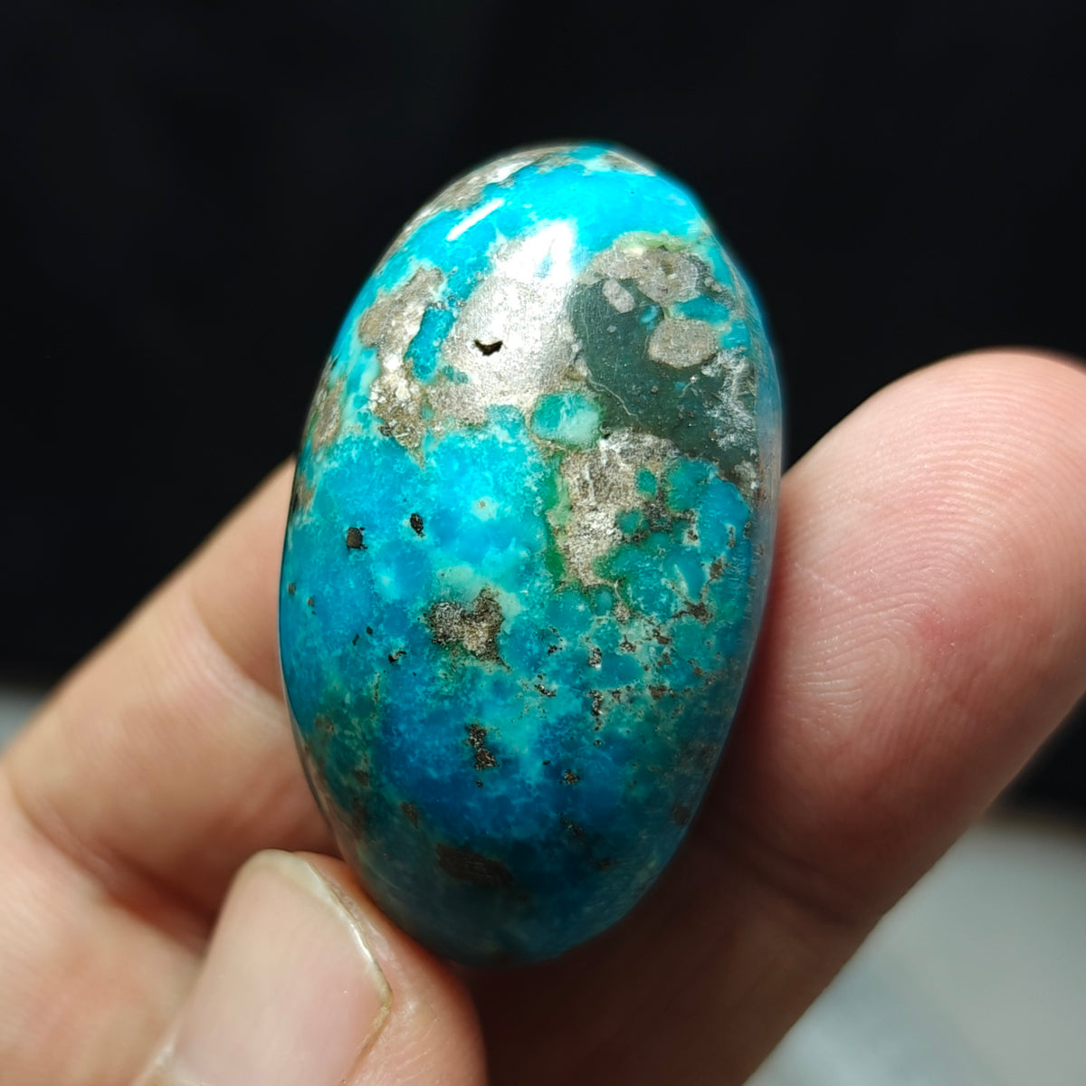 Single amazing natural turquoise cabochon with Pyrite 27.4 grams