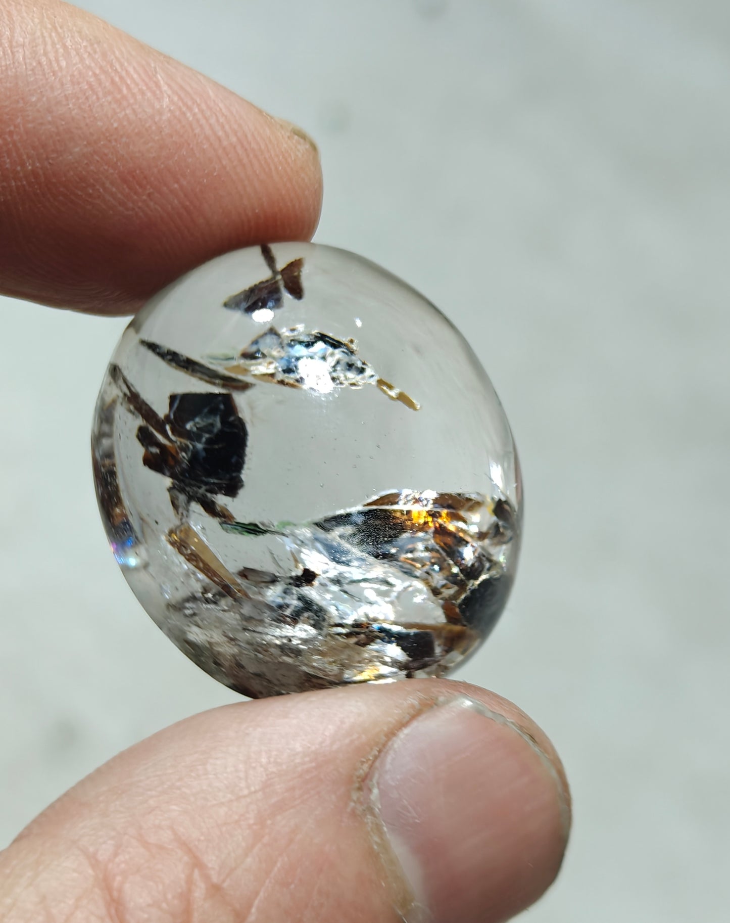 Mica included Quartz cabochon 79 carats