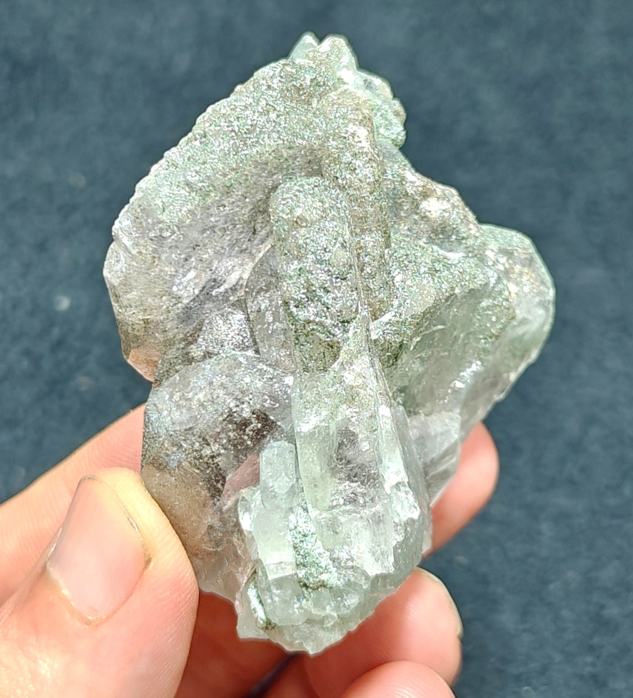 Light Purple Apatite with Green Inclusions of Byss-olite 115 grams