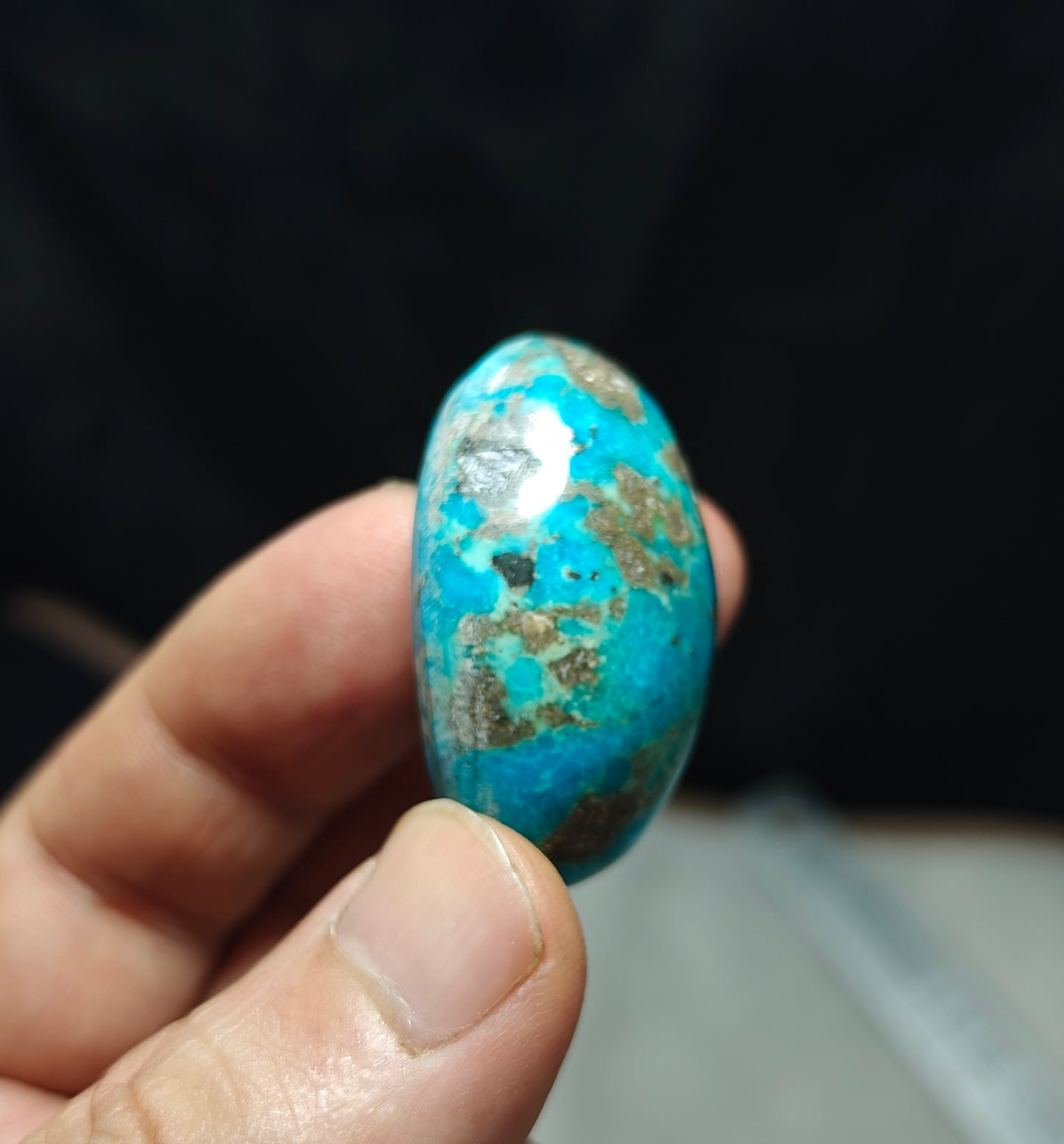 Single amazing natural turquoise cabochon with Pyrite 27.4 grams