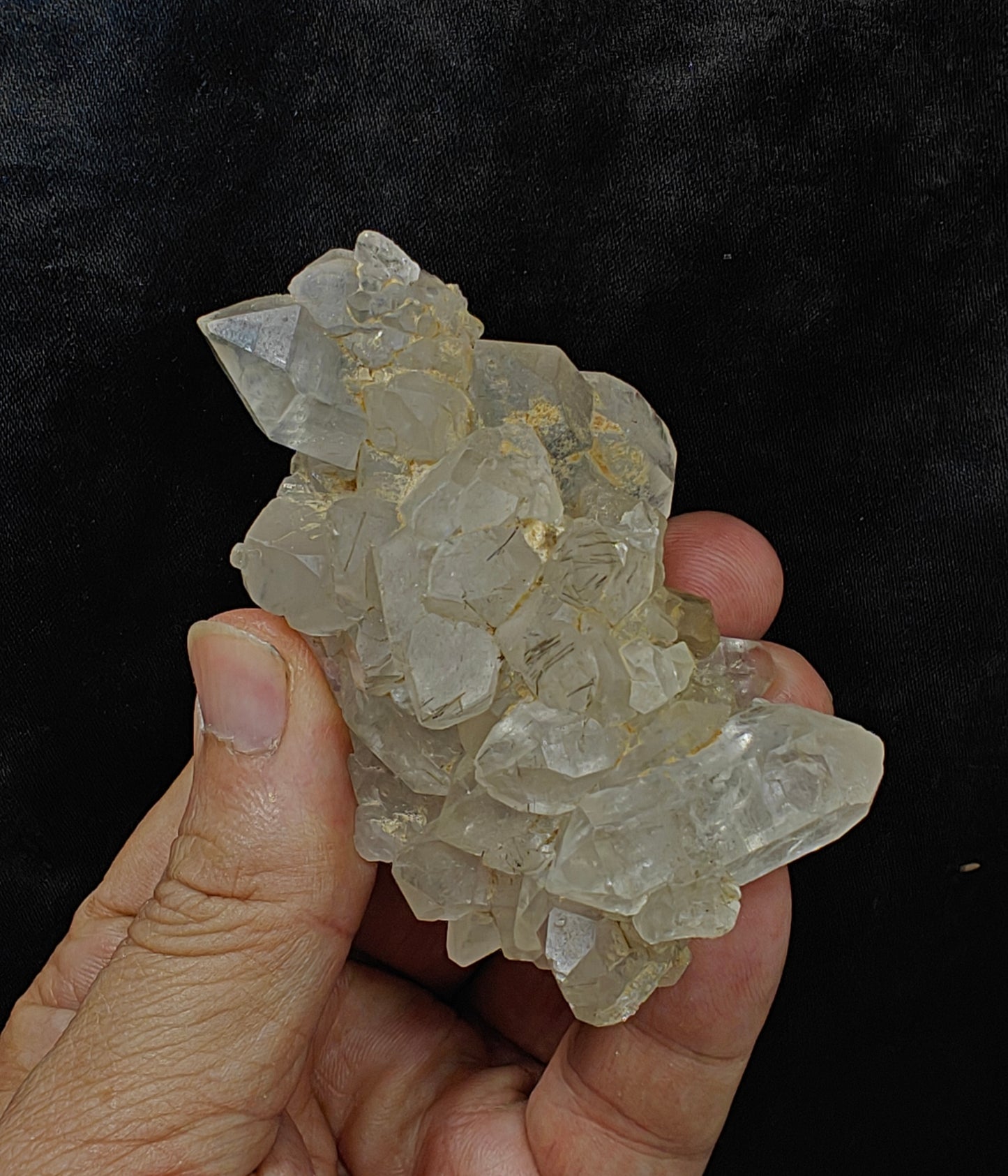Natural Quartz Cluster with tiny rutiles inclusions 129 grams