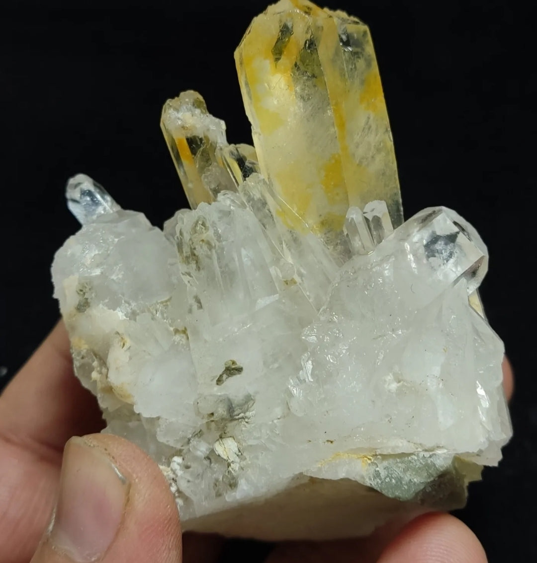 An Aesthetic Natural beautifully terminated yellow tips Quartz cluster 168 grams