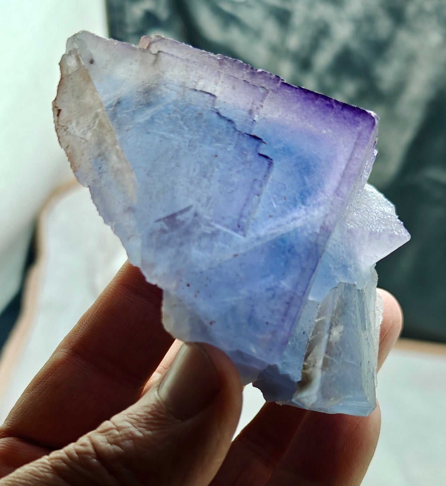 Purple and Blue phantom like Fluorite 330 grams