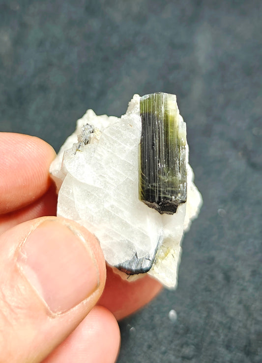 Natural tourmaline specimen with green hues with albite 45 grams