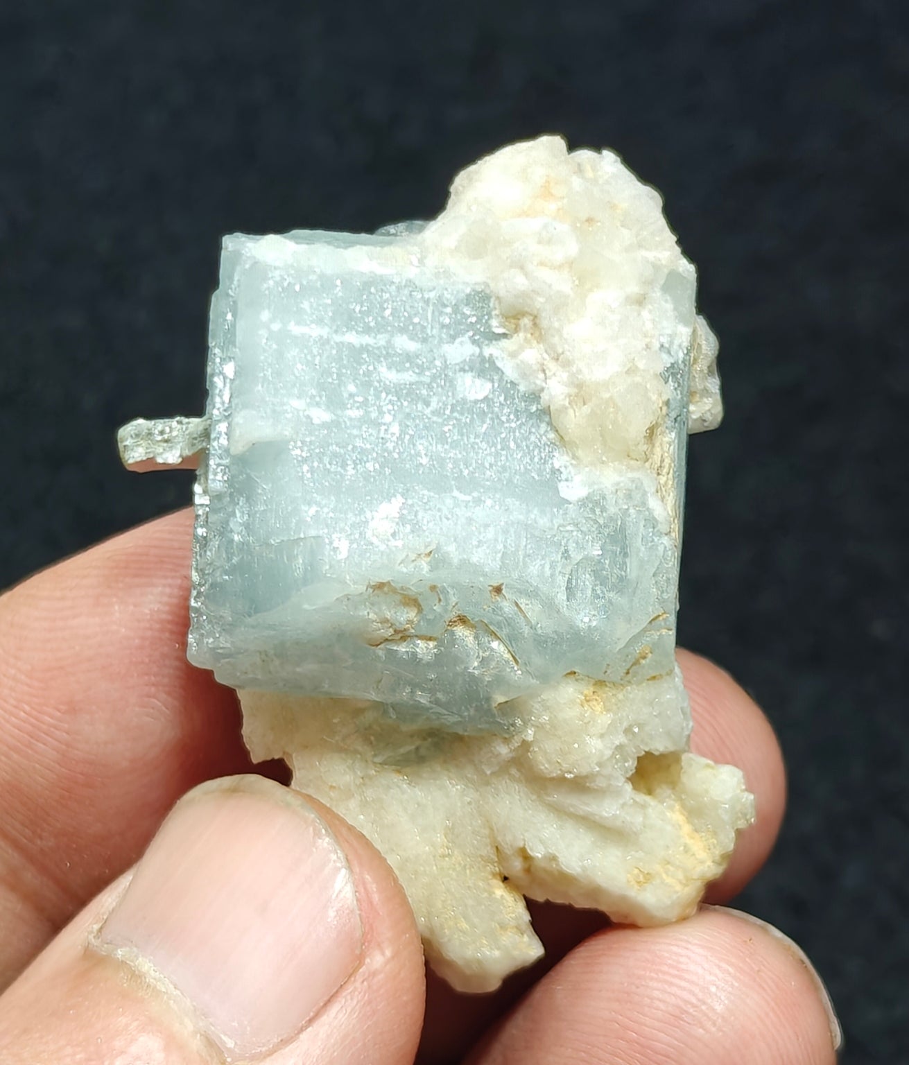 Single beautiful terminated Afghanistan Aquamarine Crystal with albite 25 grams