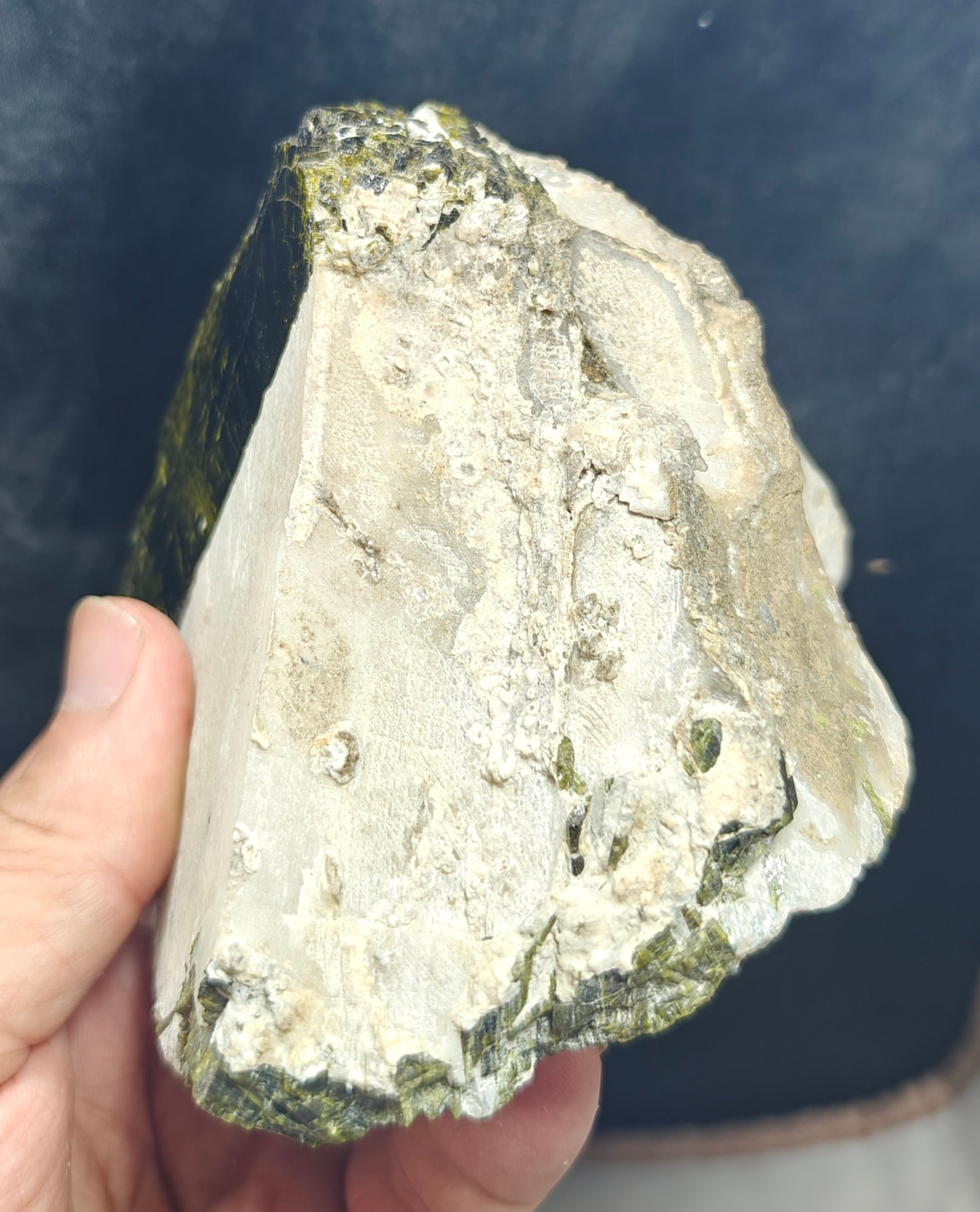 Natural Epidote crystal on matrix with Albite 943 grams