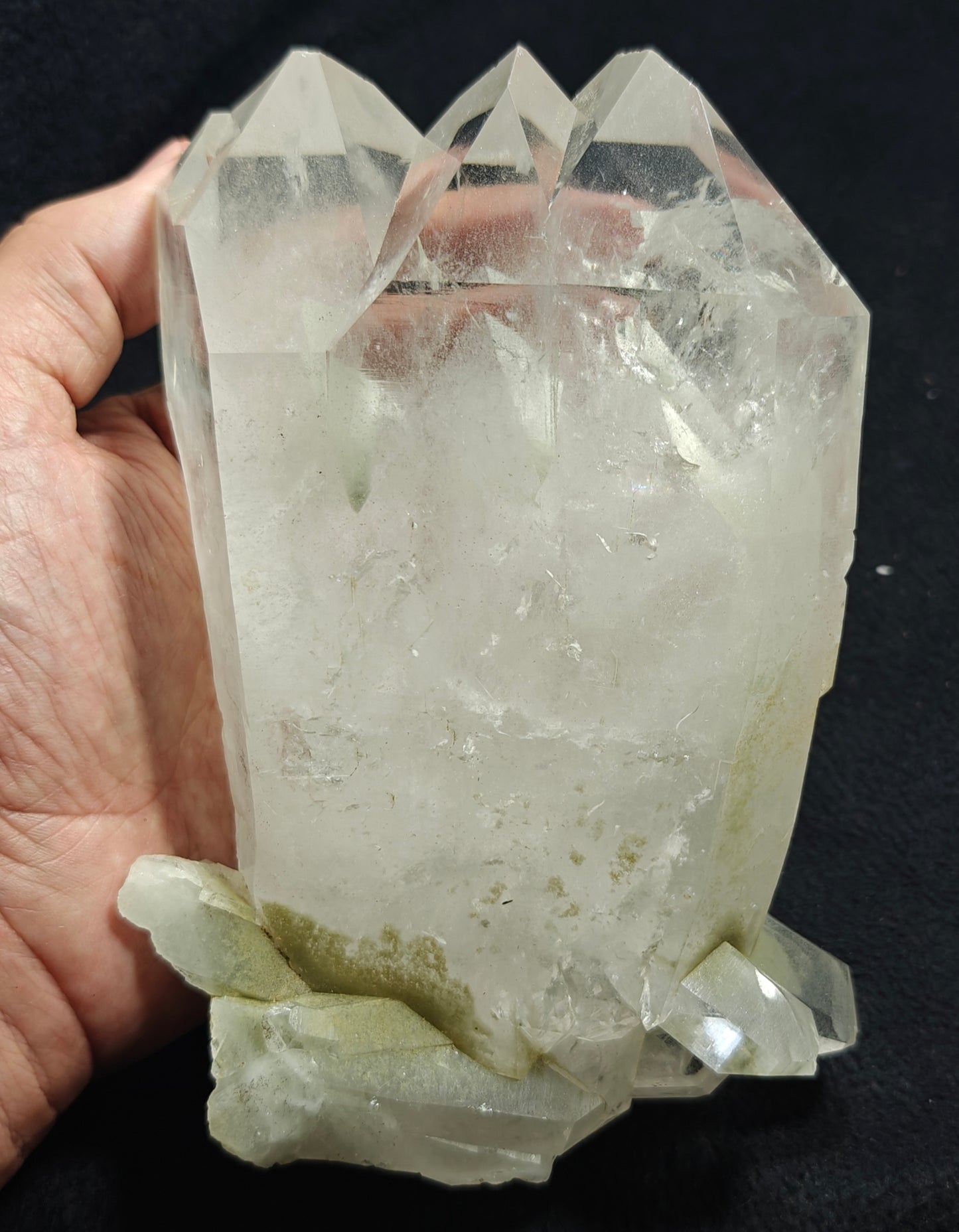 Natural terminated phantom Quartz  cluster with chlorite inclusions 1460 grams