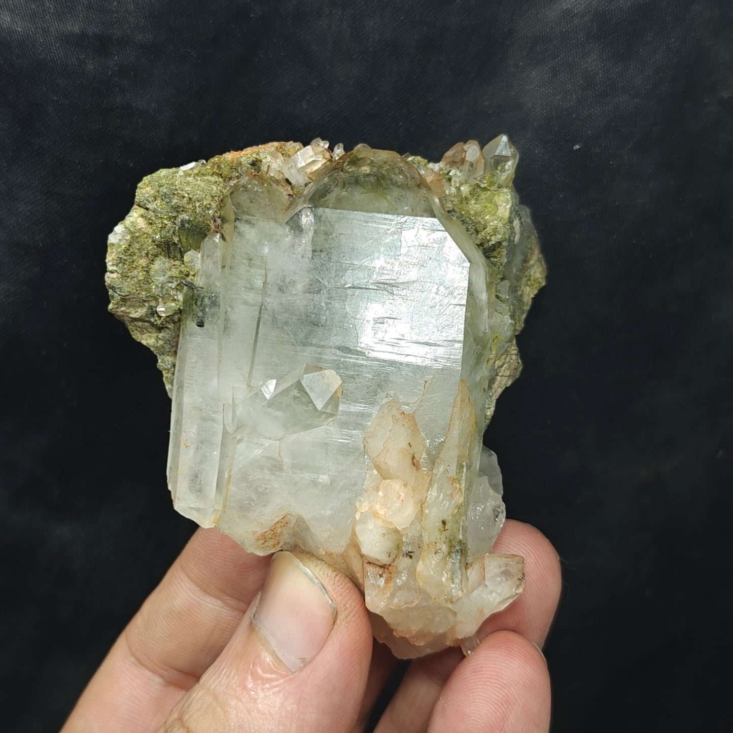 Natural Epidote Quartz cluster 157 grams