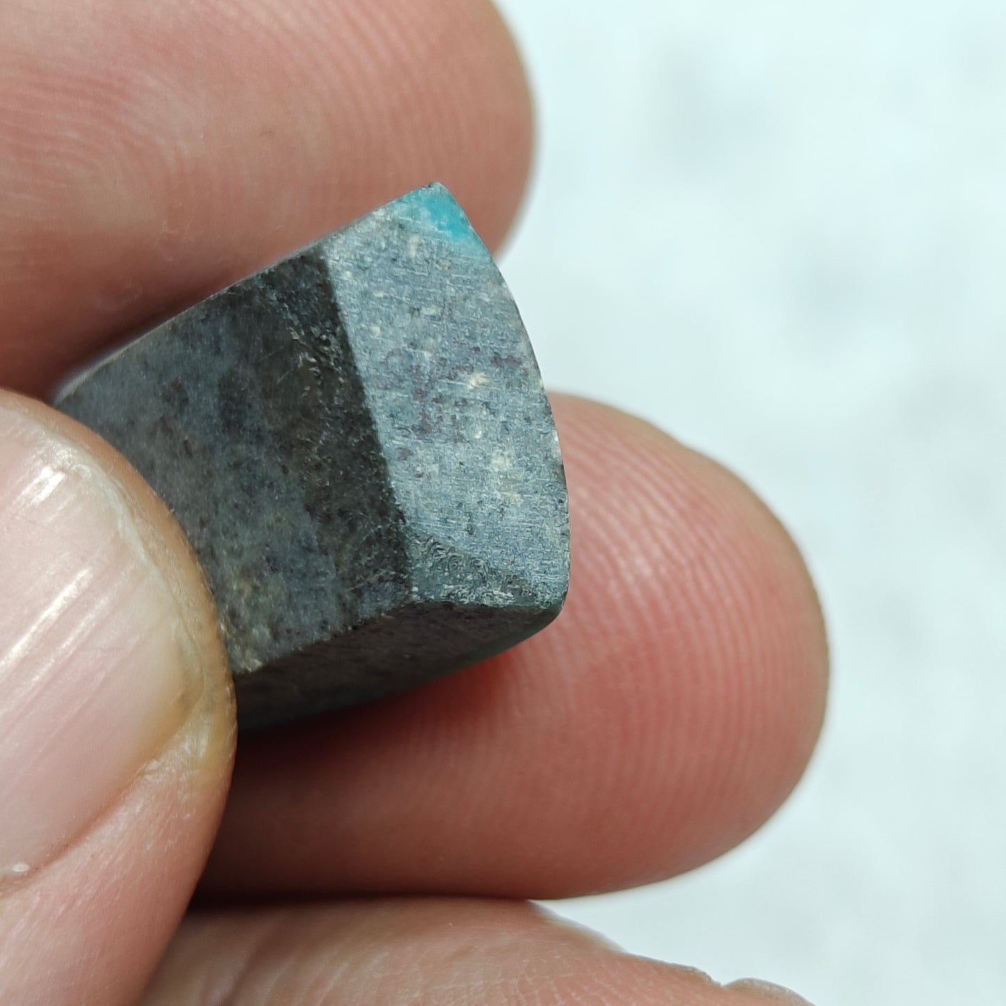 Single amazing rectangular shape turquoise cabochon with Pyrite 3 grams