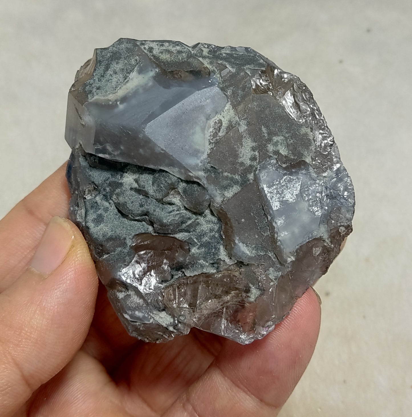 Natural Terminated Indicolite Blue Quartz Smoky Crystal 140 grams