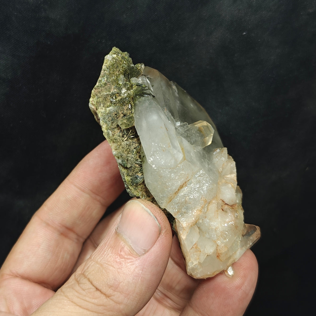 Natural Epidote Quartz cluster 157 grams