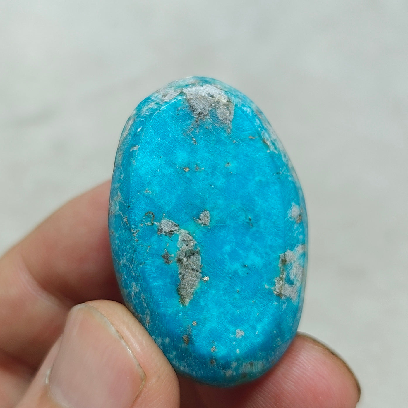Single amazing natural turquoise cabochon with Pyrite 27.4 grams