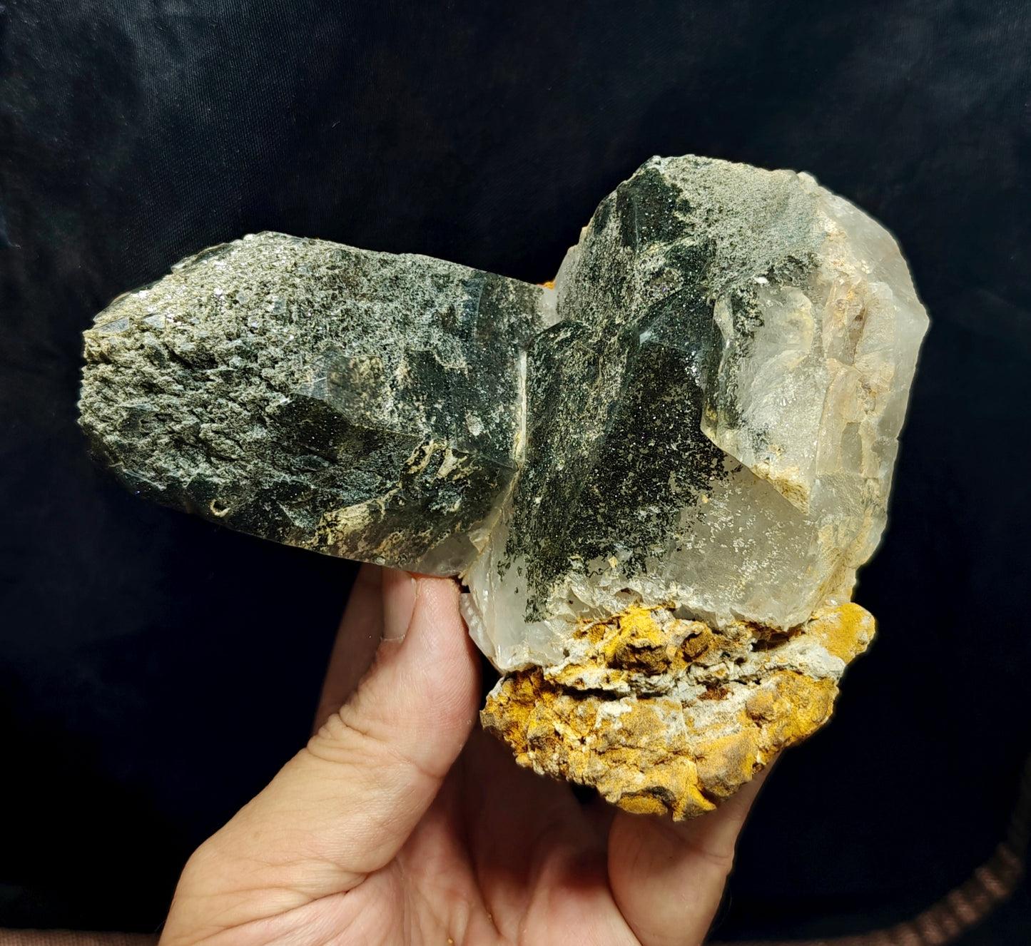 Natural etched Chlorite Quartz with siderite specimen 968 grams