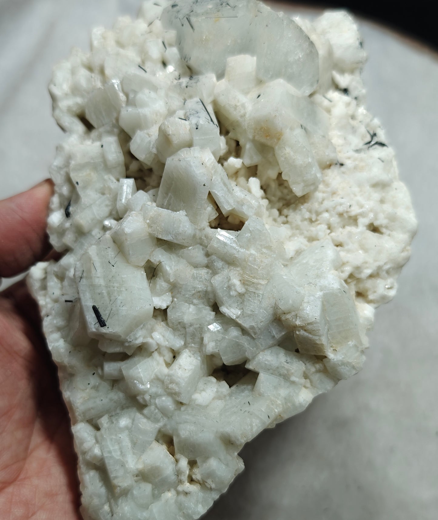 Afghanistan Aquamarine crystal specimen on matrix with feldspar and tourmalines 812 grams