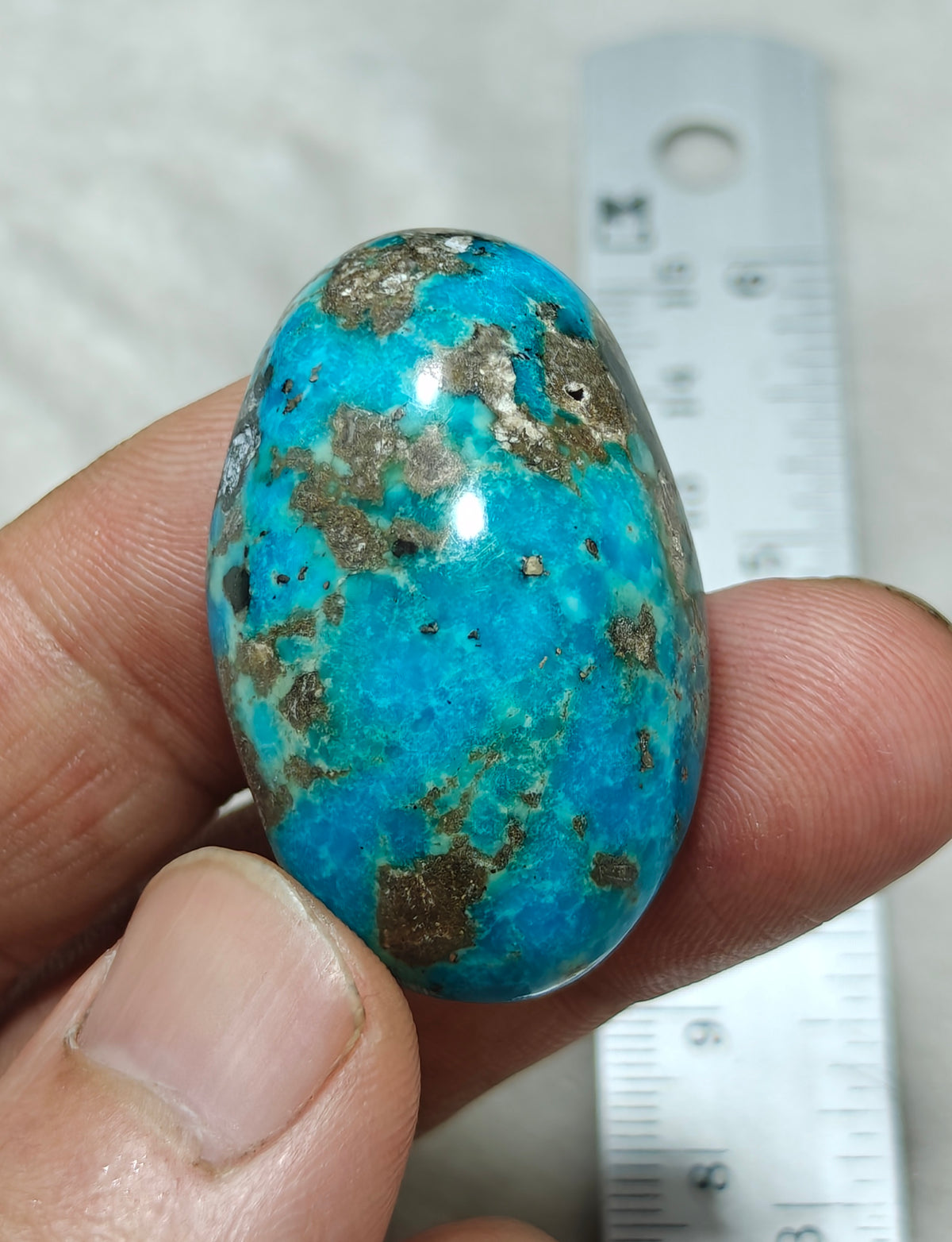 Single amazing natural turquoise cabochon with Pyrite 27.4 grams