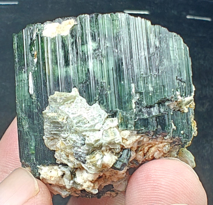 Natural Dark green color Tourmaline crystal having chatoyance effect amazing lustre 104 grams