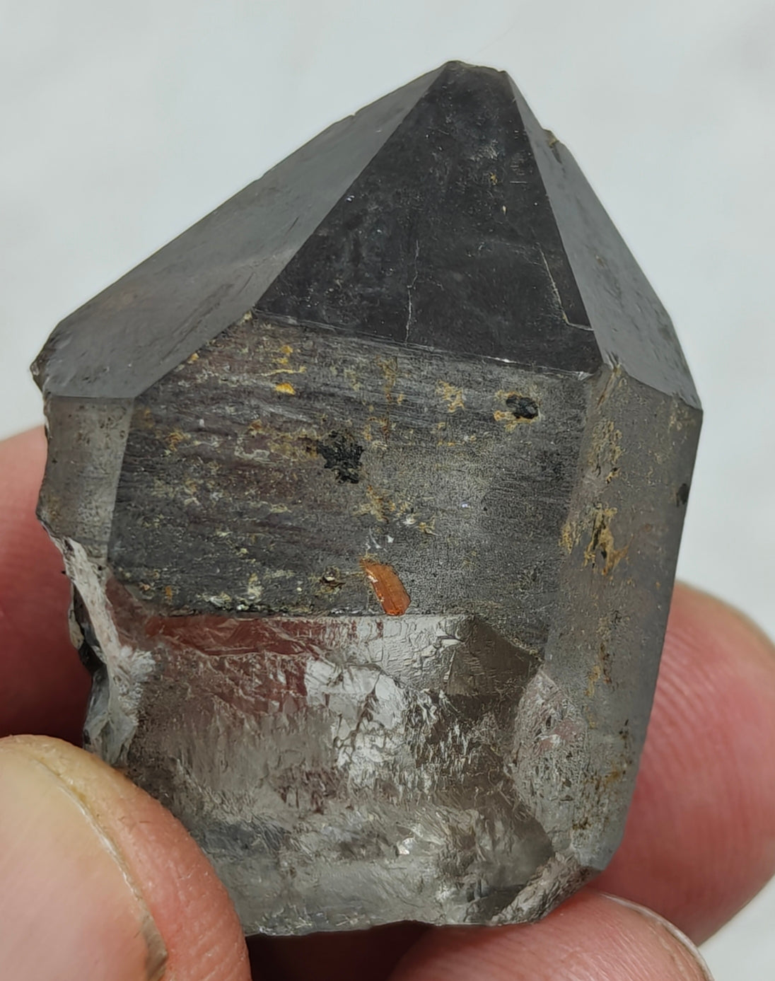 Natural smoky quartz crystal with rutiles inclusions 29 grams