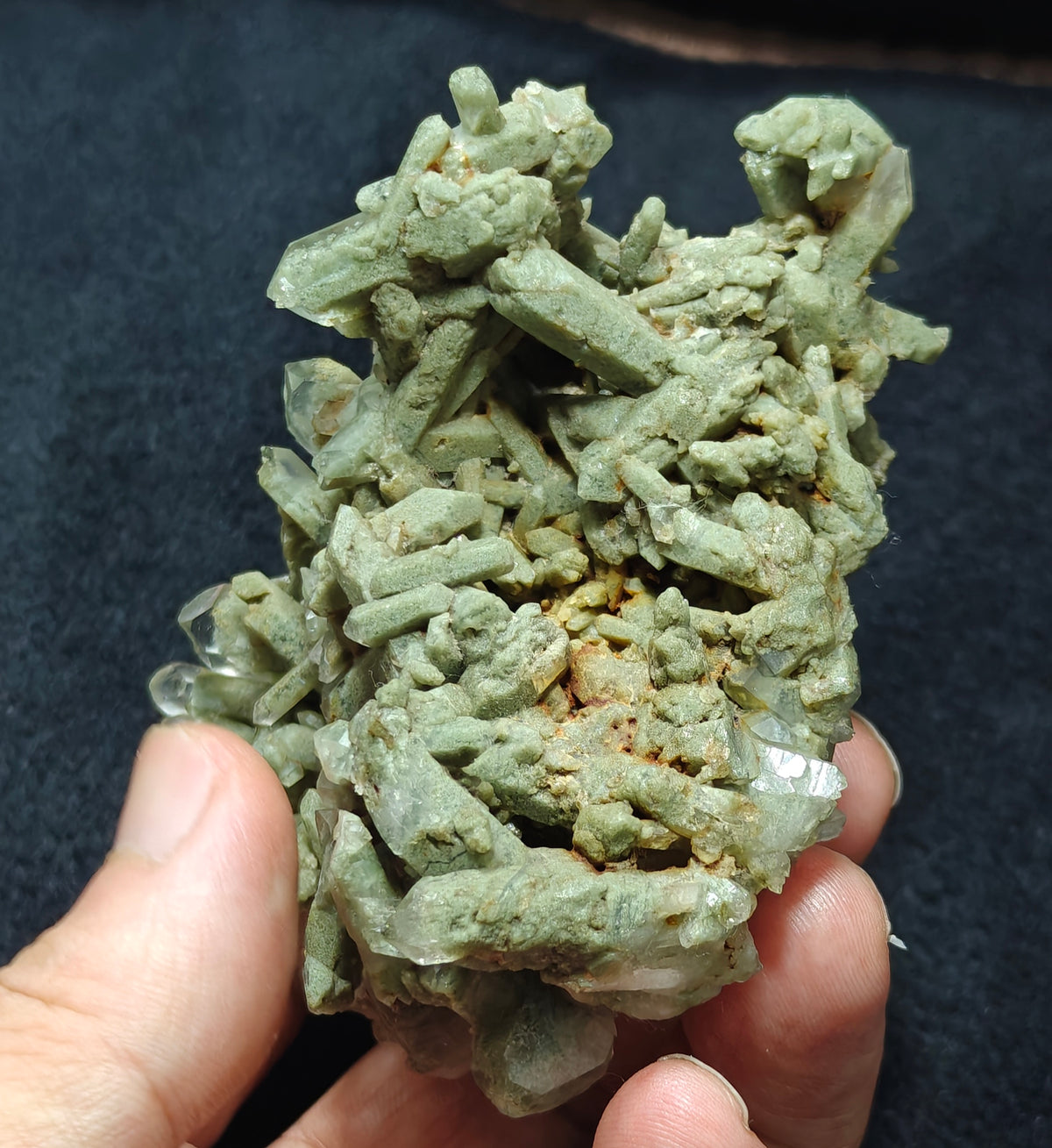 Terminated Chlorite Quartz crystals cluster 194 grams
