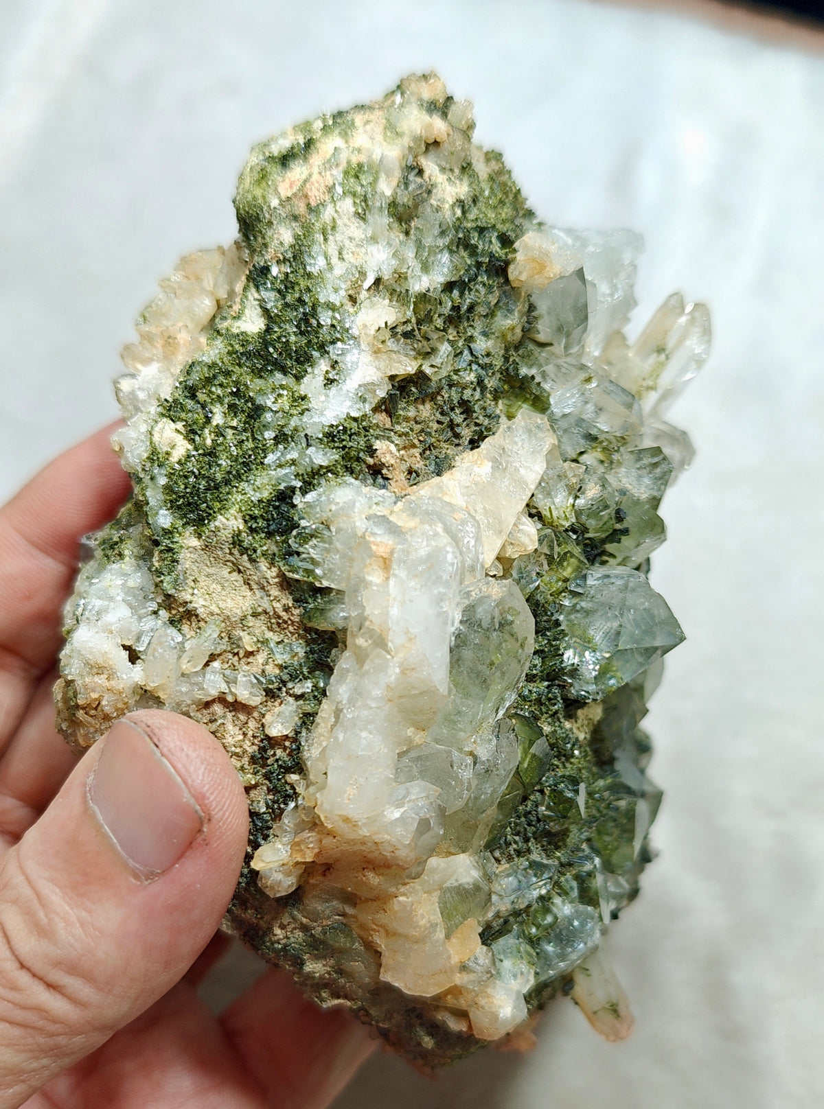 Natural Quartz and Epidote cluster 800 grams
