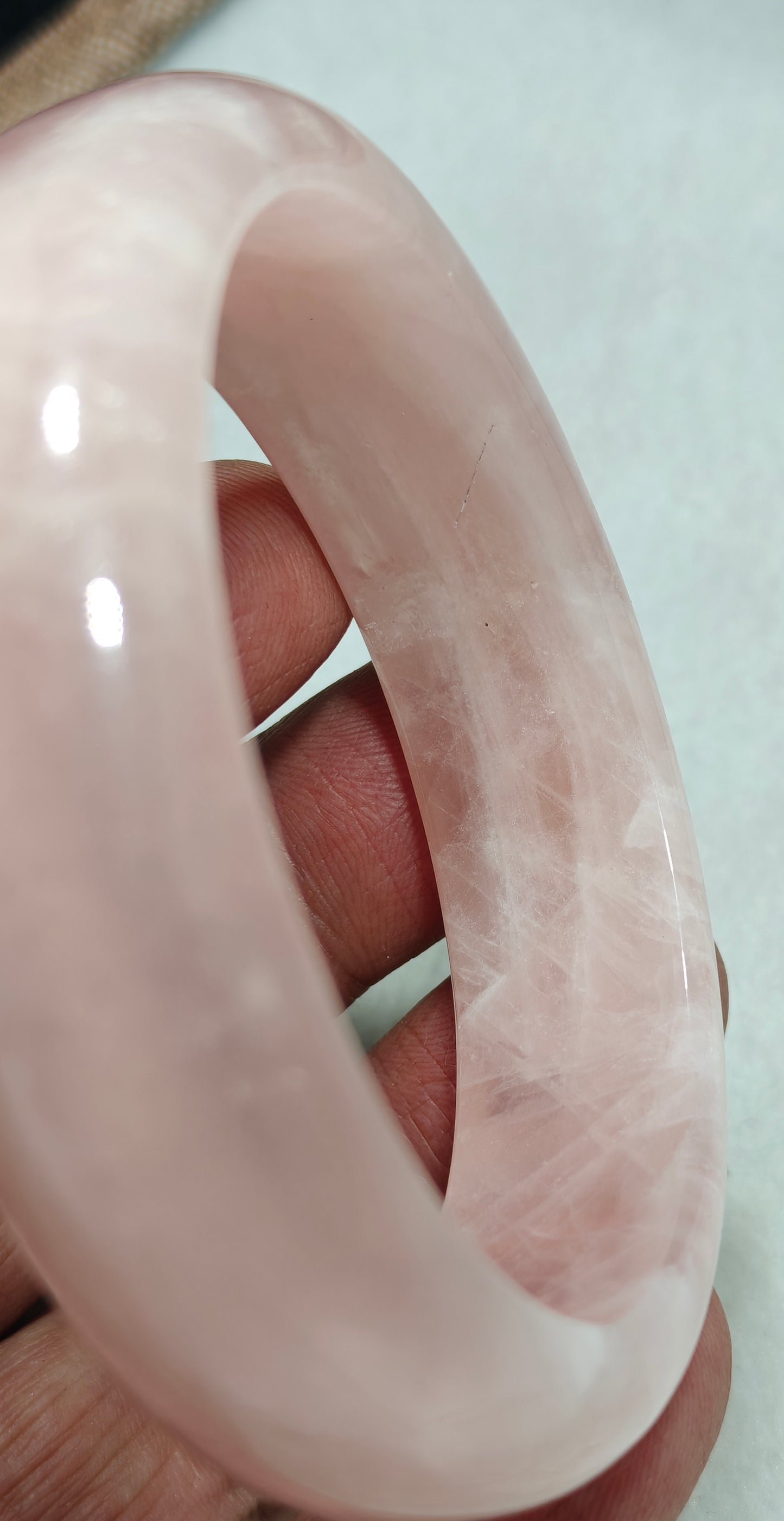 Natural pink calcite bangle 62mm diameter