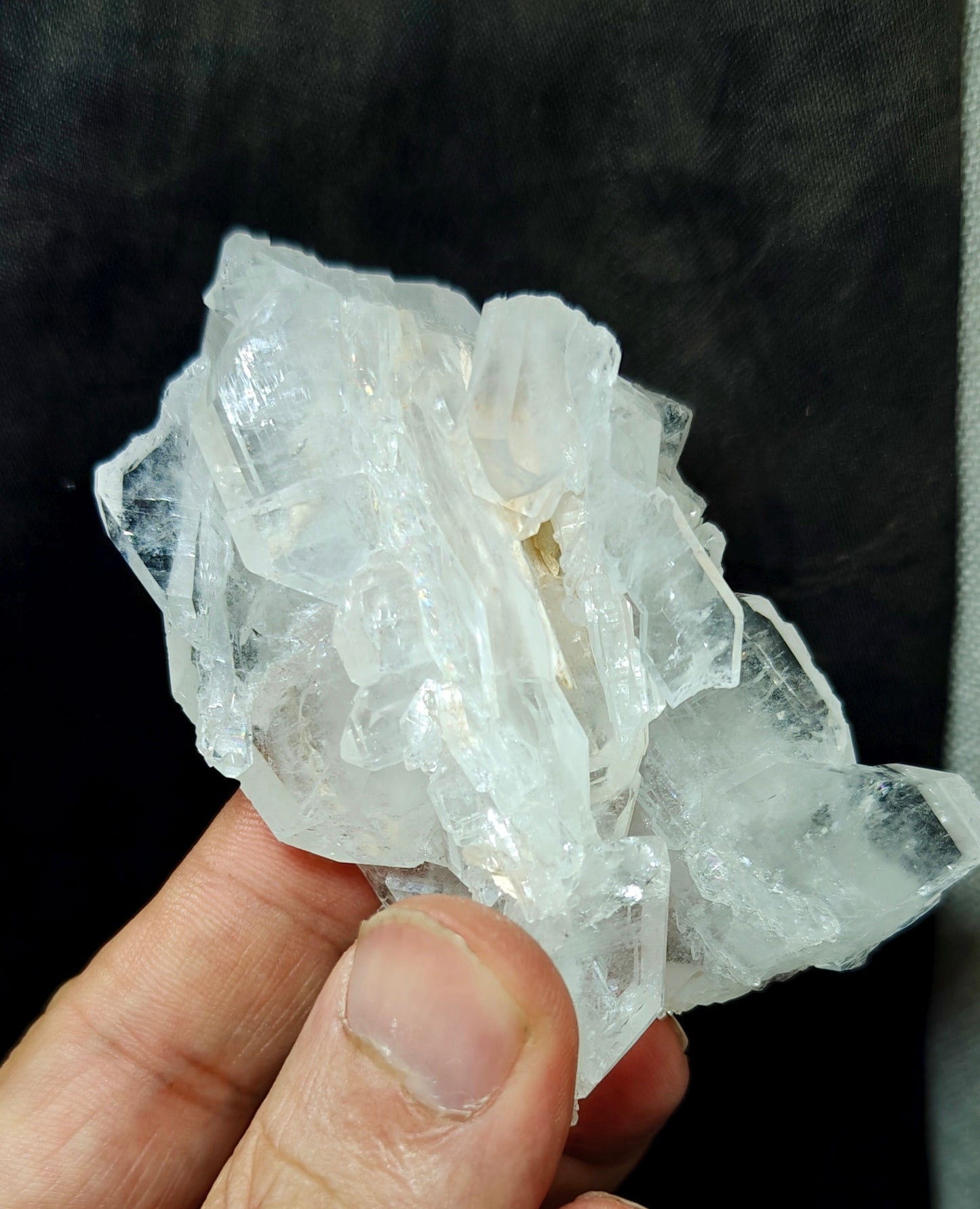 Single beautiful terminated Faden Quartz crystals cluster 114 grams