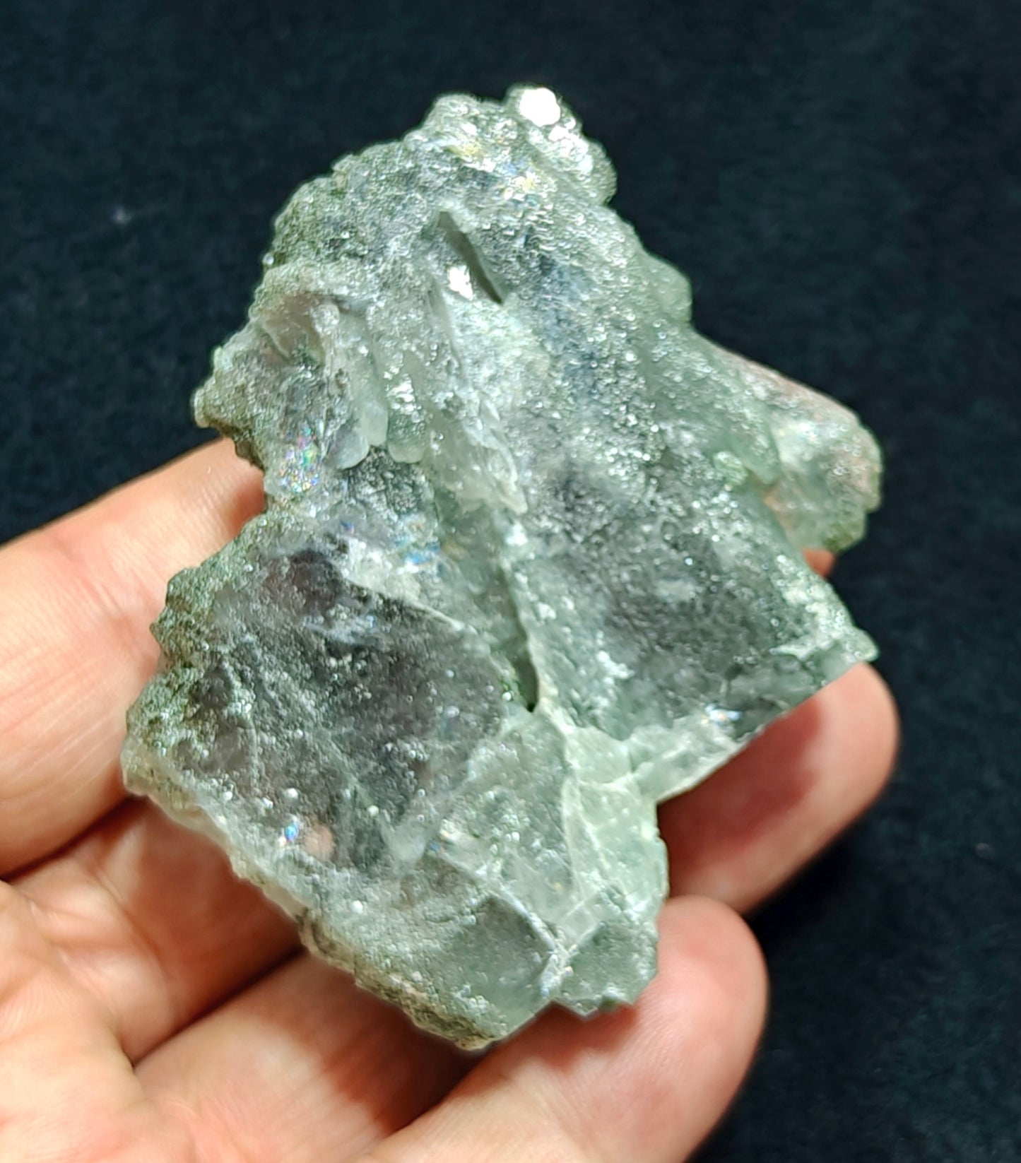Light Purple Apatite with Green Inclusions of Byss-olite 162 grams