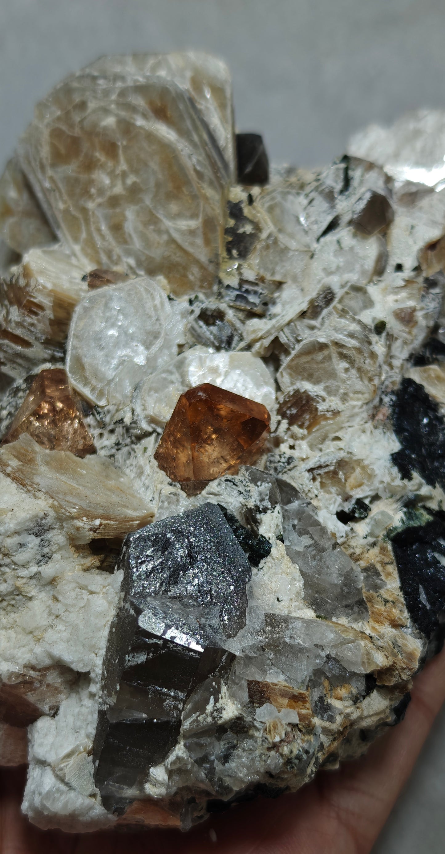 peach color Topaz crystals on matrix 686 grams